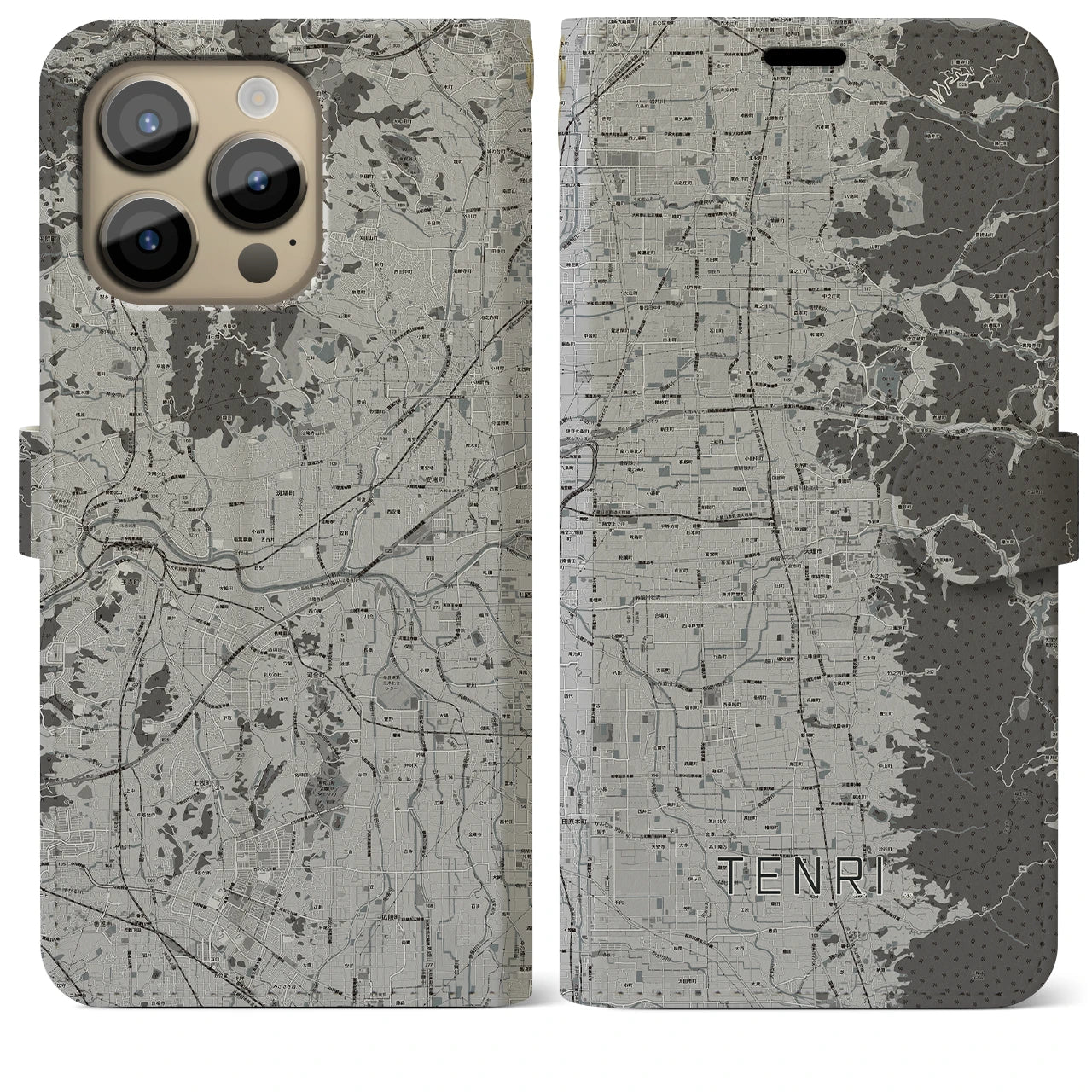 【天理(奈良県)】地図柄iPhoneケース(手帳タイプ)