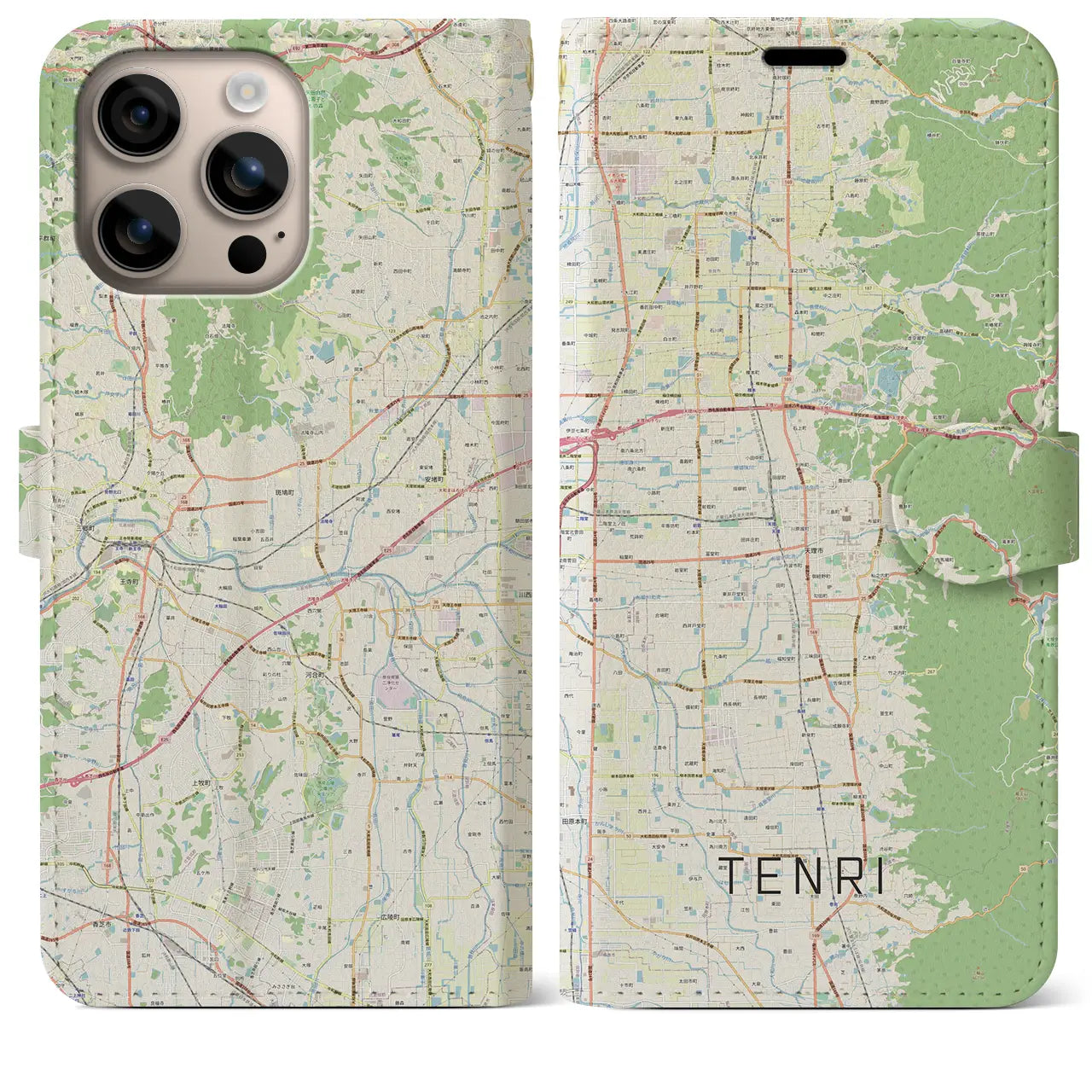 【天理(奈良県)】地図柄iPhoneケース(手帳タイプ)