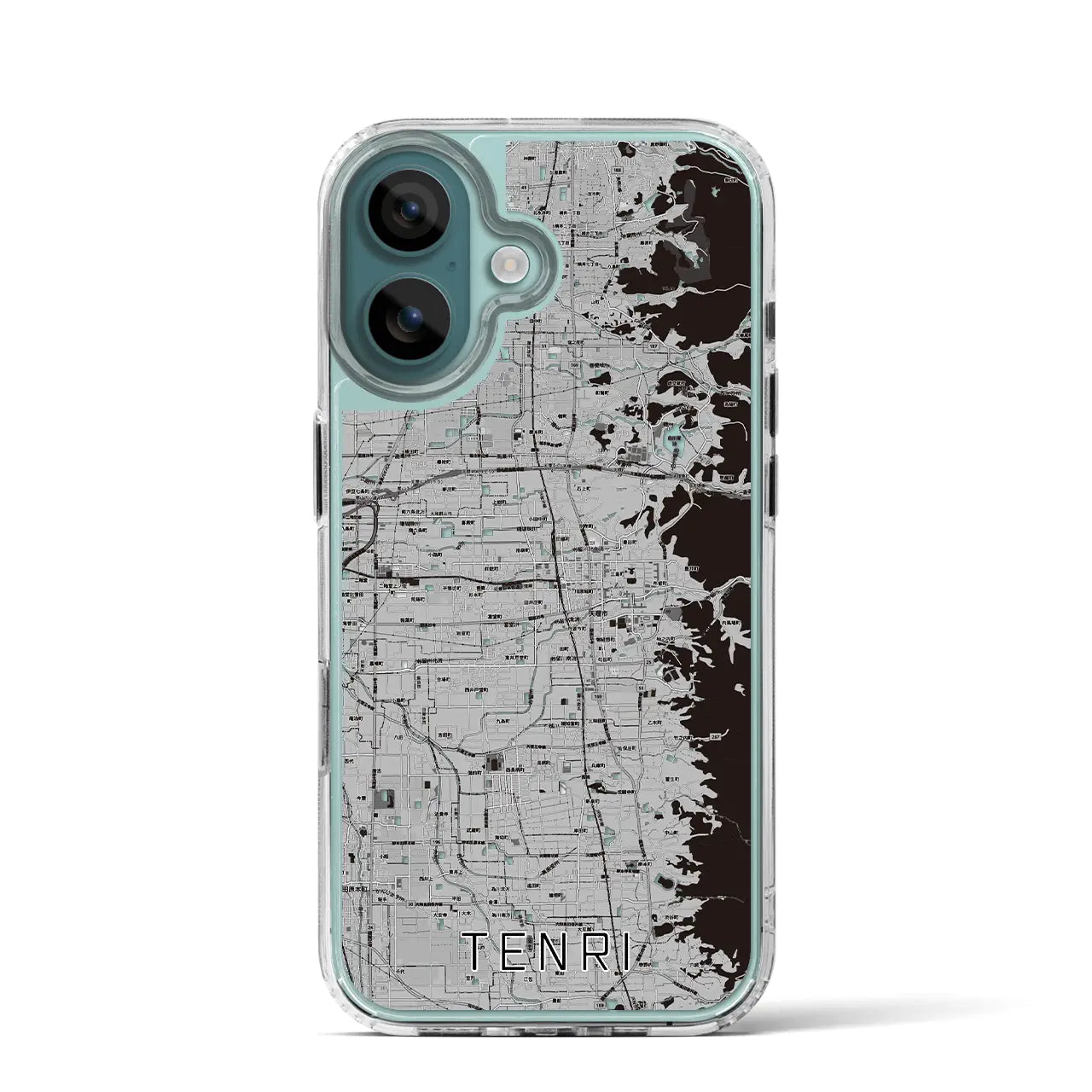 【天理(奈良県)】地図柄iPhoneケース(MagSafeタイプ)モノトーン・iPhone 16 Pro 用