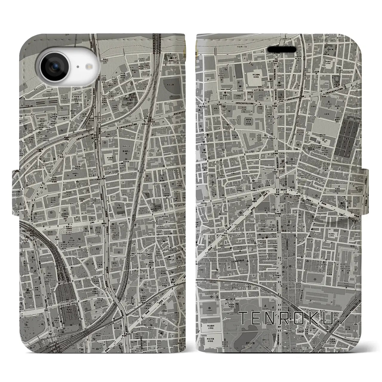 【天六(大阪府)】地図柄iPhoneケース(手帳タイプ)