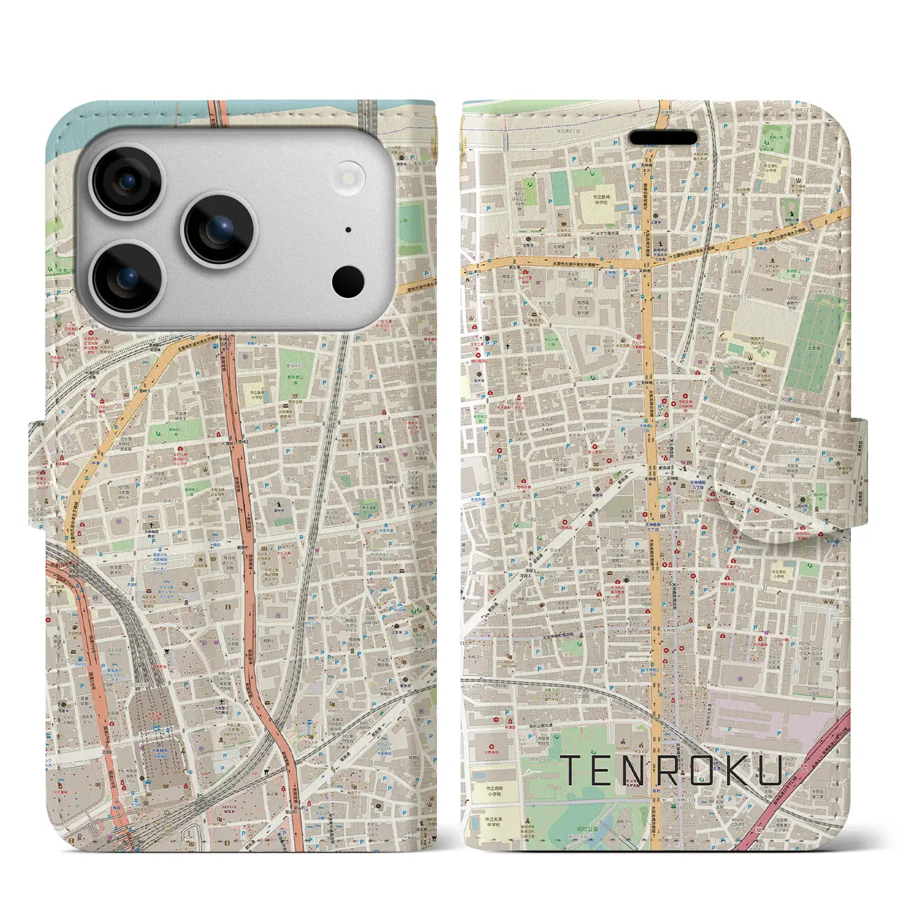 【天六(大阪府)】地図柄iPhoneケース(手帳タイプ)