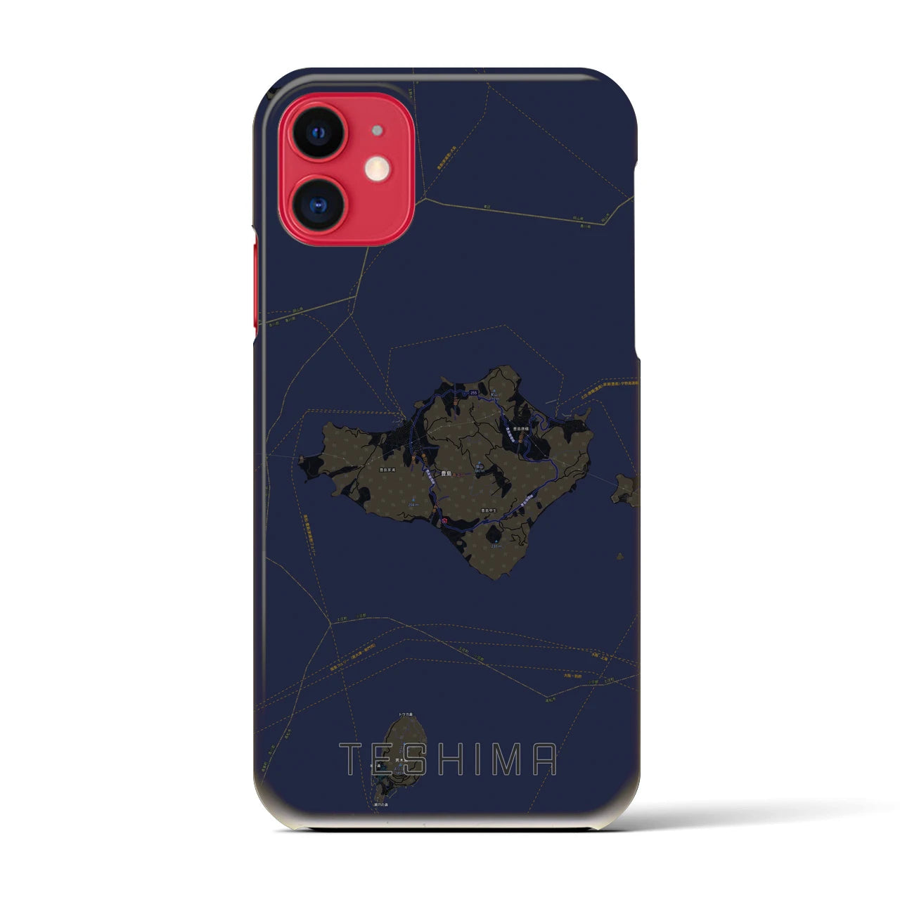 【豊島(香川県)】地図柄iPhoneケース(バックカバータイプ)