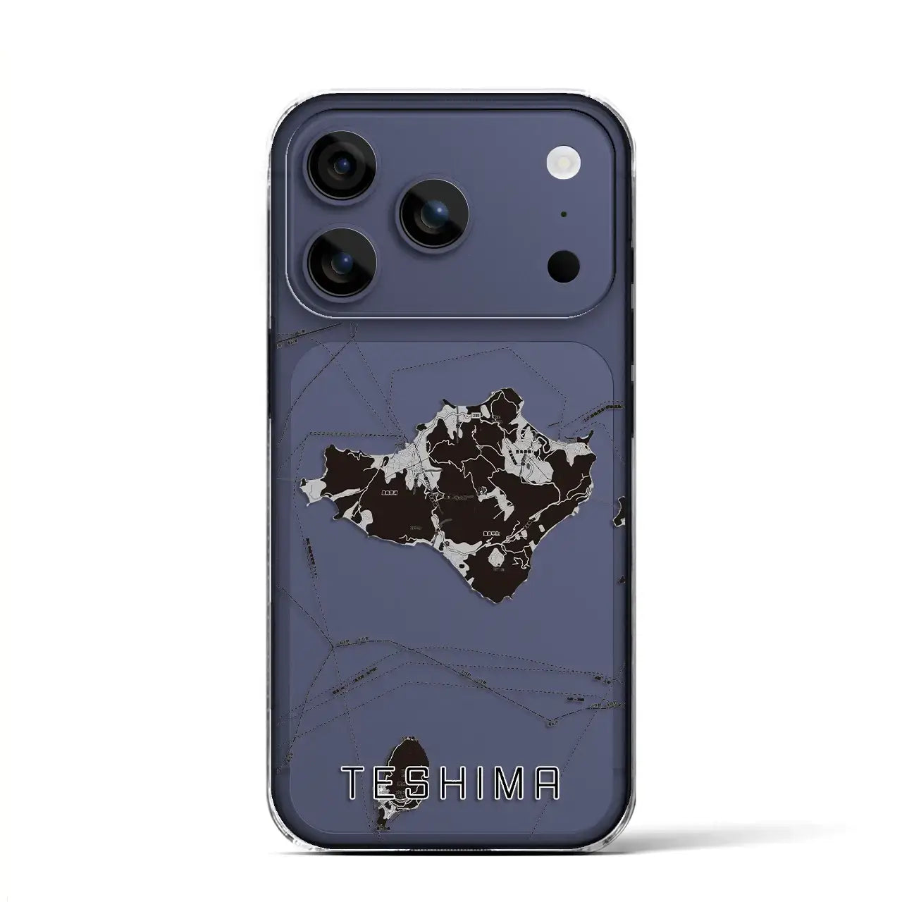 【豊島(香川県)】地図柄iPhoneケース(クリアタイプ)モノトーン・iPhone 17 Pro Max 用