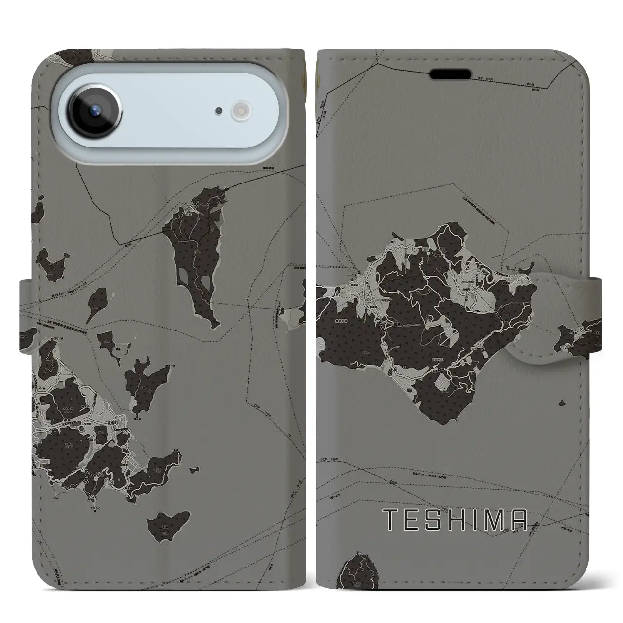 【豊島(香川県)】地図柄iPhoneケース(手帳タイプ)