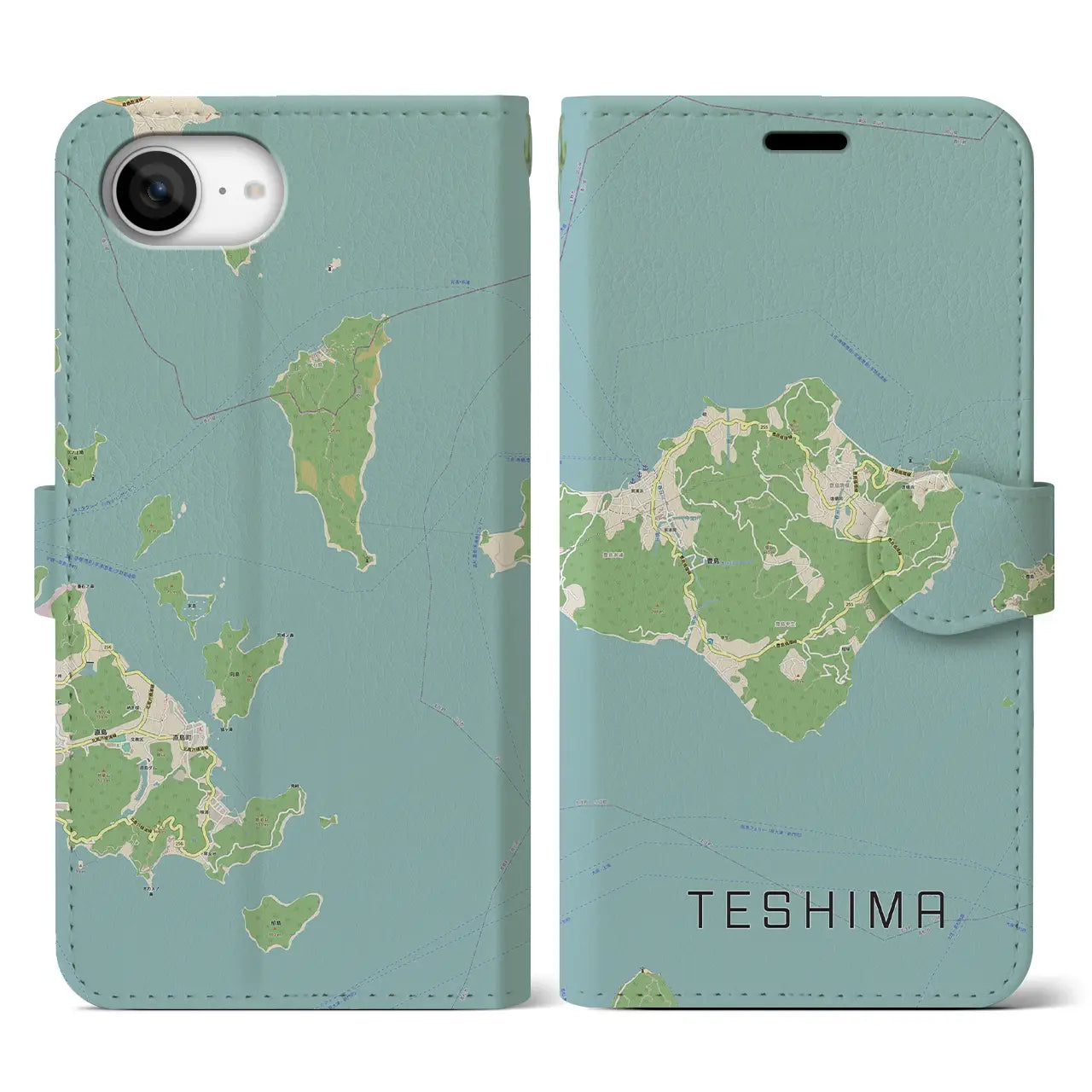 【豊島(香川県)】地図柄iPhoneケース(手帳タイプ)