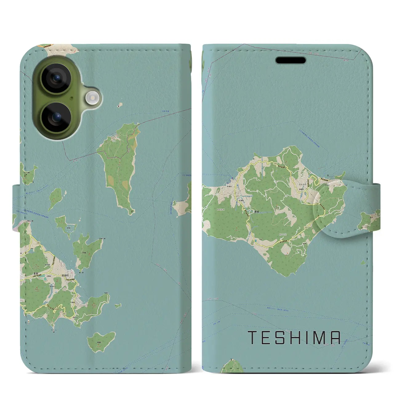 【豊島(香川県)】地図柄iPhoneケース(手帳タイプ)