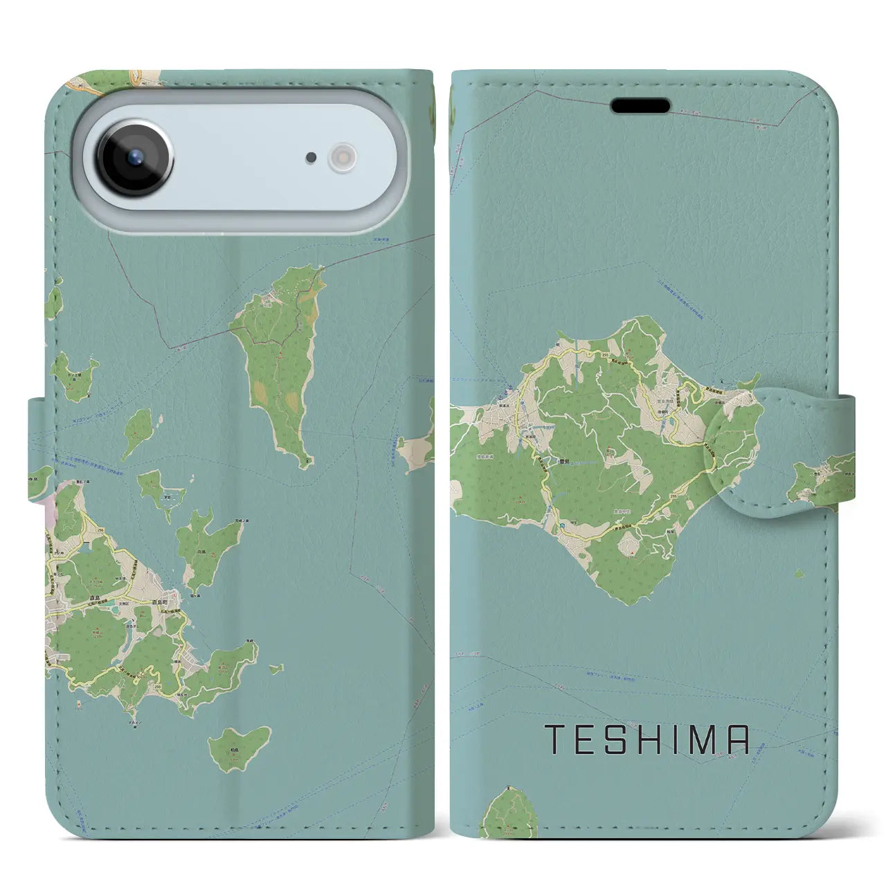 【豊島(香川県)】地図柄iPhoneケース(手帳タイプ)