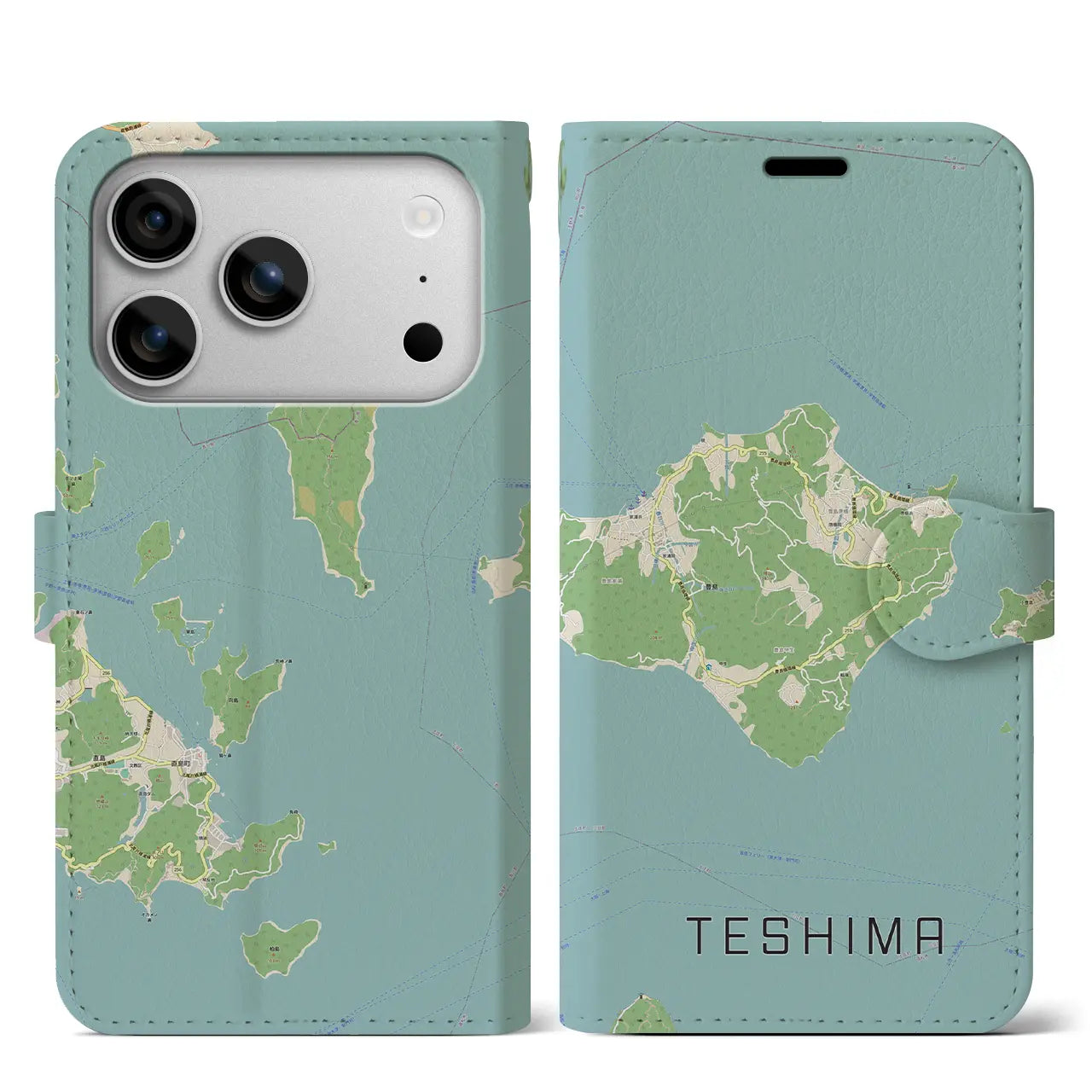 【豊島(香川県)】地図柄iPhoneケース(手帳タイプ)