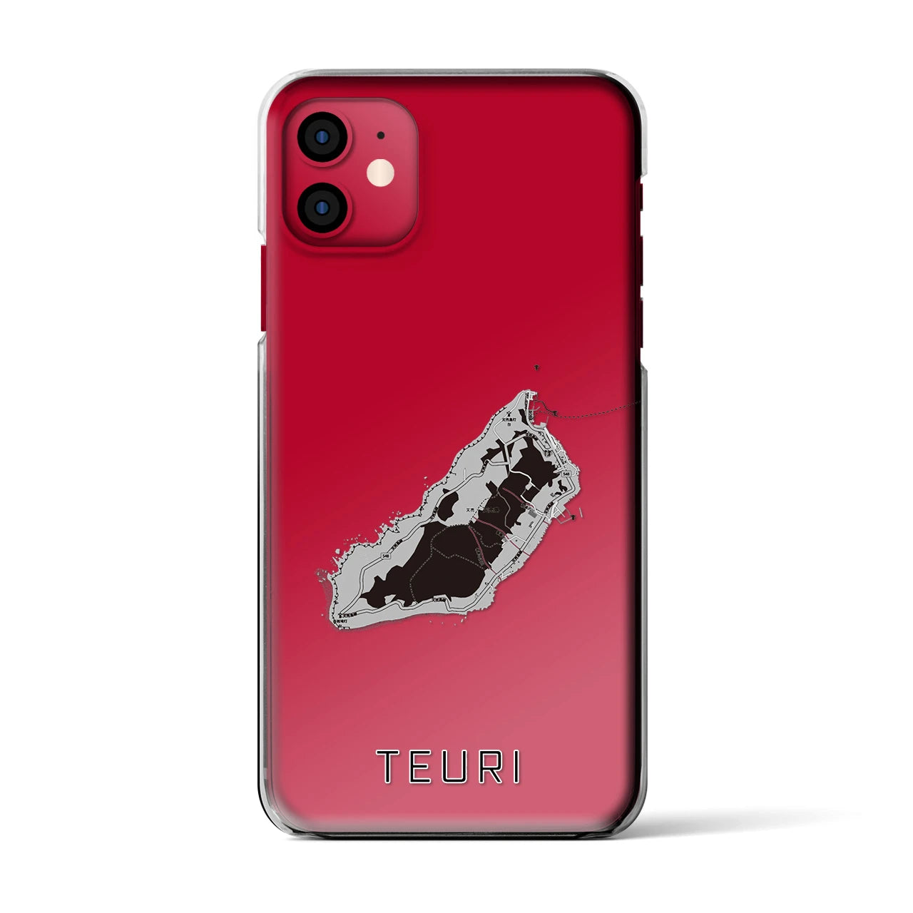 【天売(北海道)】地図柄iPhoneケース(クリアタイプ)モノトーン・iPhone 11 用