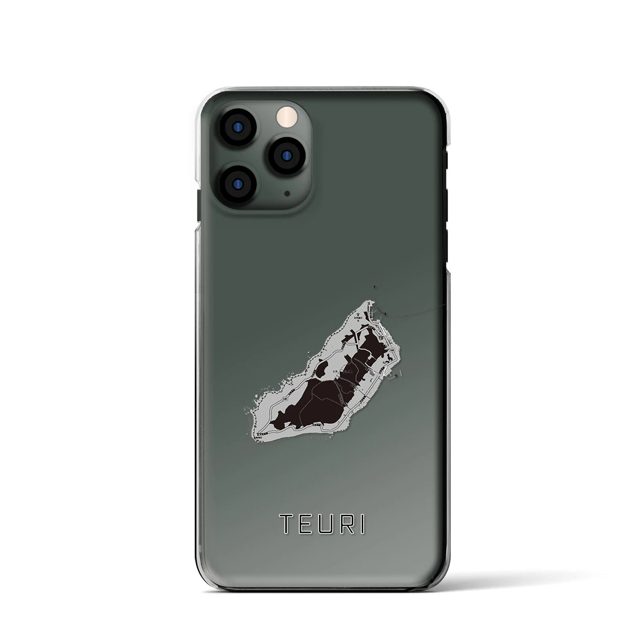 【天売(北海道)】地図柄iPhoneケース(クリアタイプ)モノトーン・iPhone 11 Pro 用