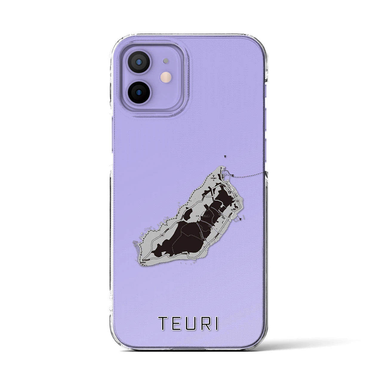 【天売(北海道)】地図柄iPhoneケース(クリアタイプ)モノトーン・iPhone 12 / 12 Pro 用