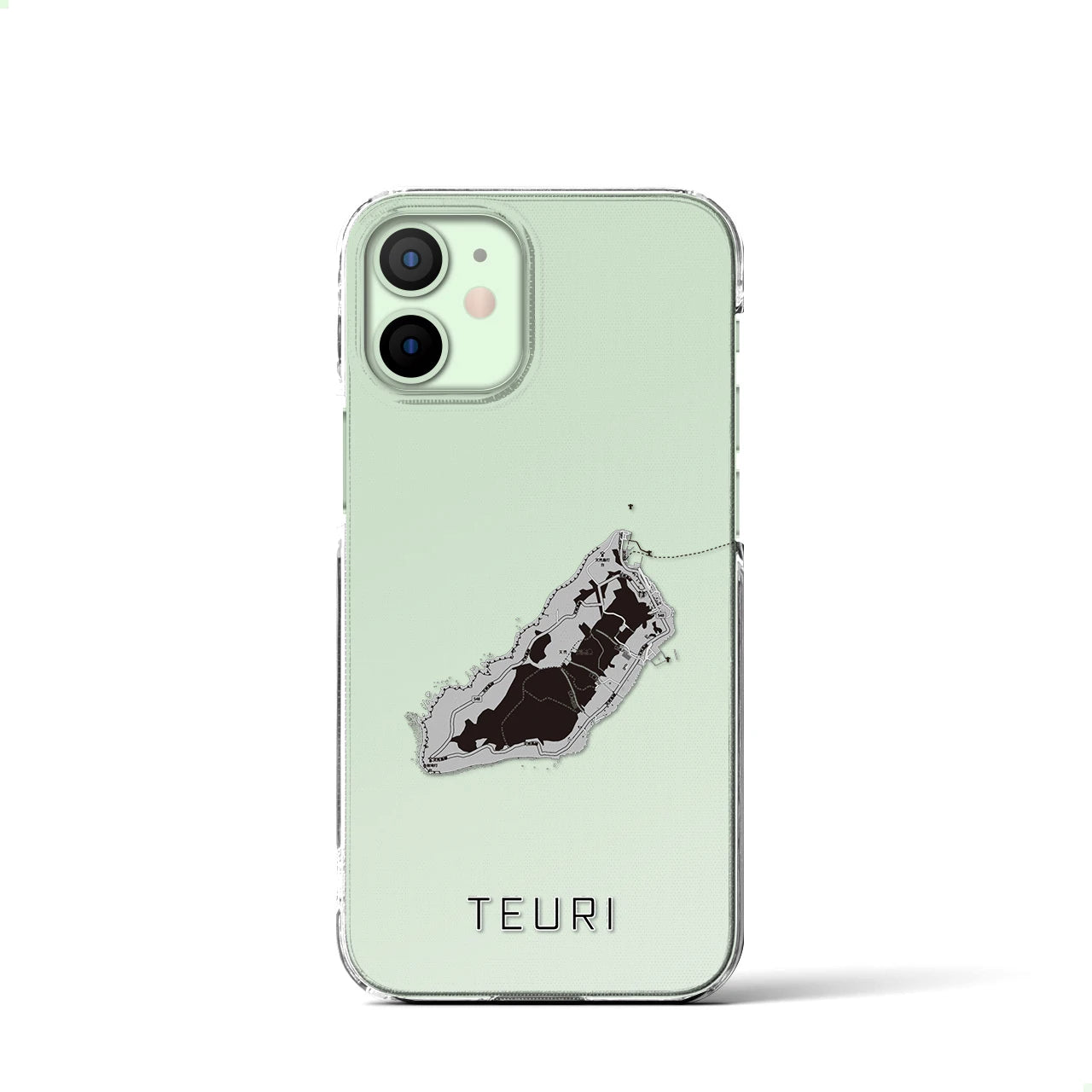 【天売(北海道)】地図柄iPhoneケース(クリアタイプ)モノトーン・iPhone 12 mini 用
