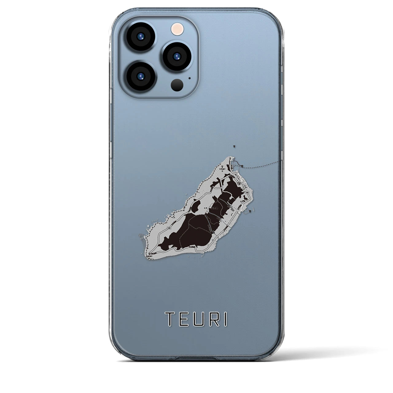 【天売(北海道)】地図柄iPhoneケース(クリアタイプ)モノトーン・iPhone 13 Pro Max 用