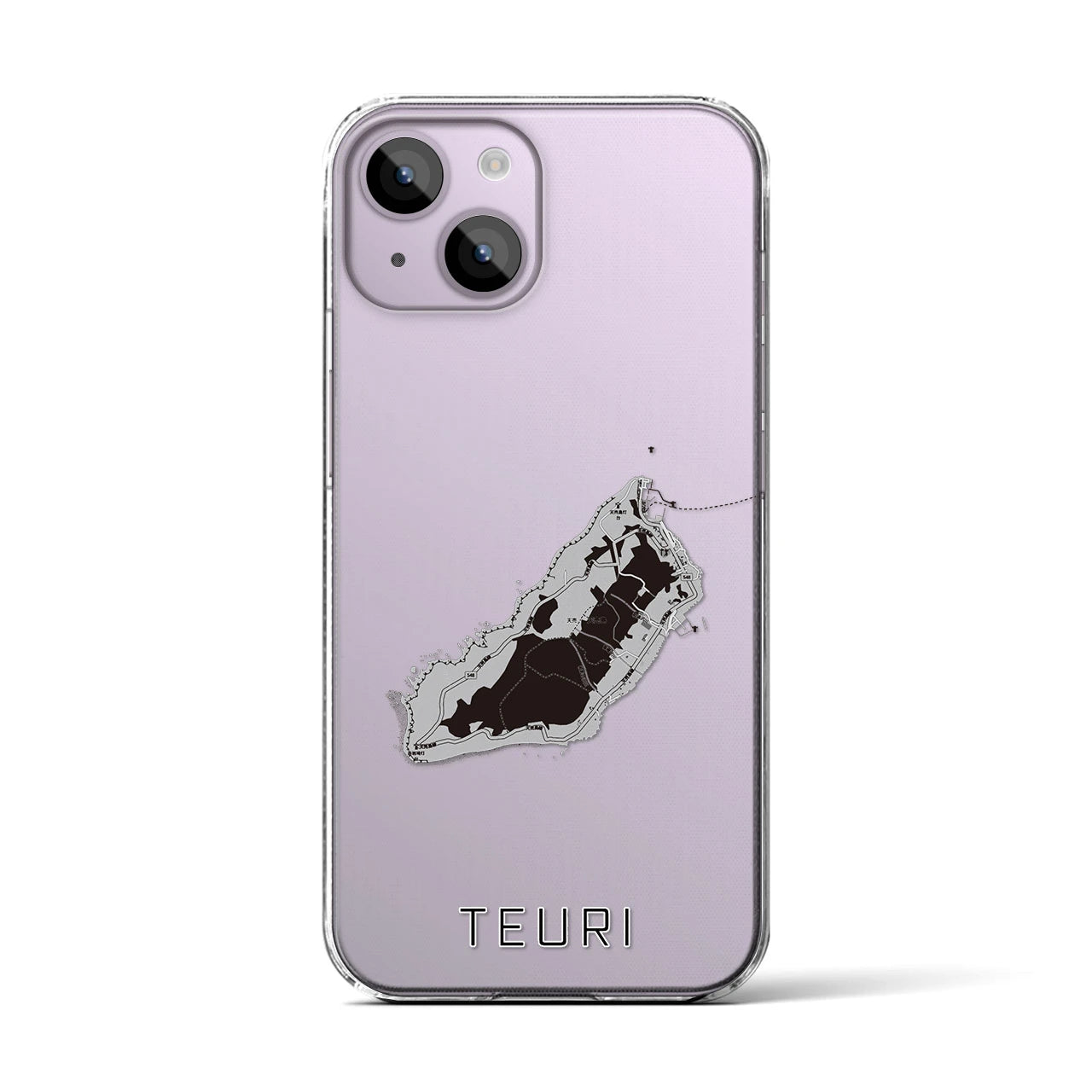 【天売(北海道)】地図柄iPhoneケース(クリアタイプ)モノトーン・iPhone 14 用