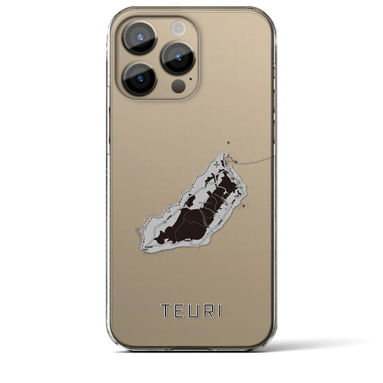 【天売(北海道)】地図柄iPhoneケース(クリアタイプ)モノトーン・iPhone 14 Pro Max 用