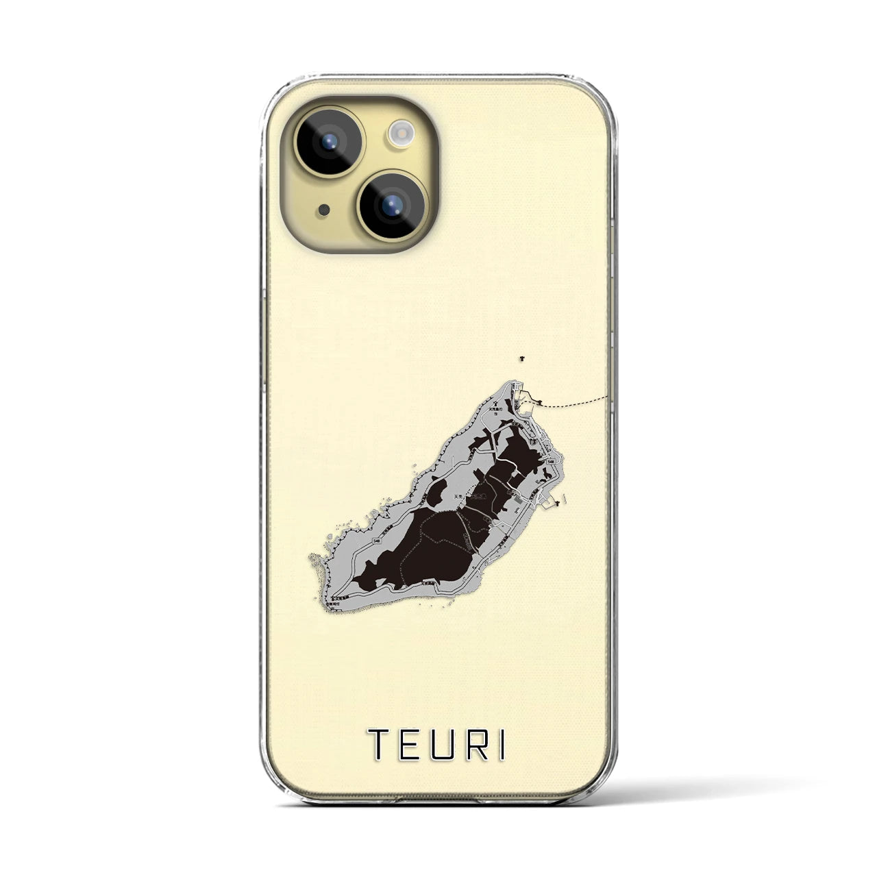 【天売(北海道)】地図柄iPhoneケース(クリアタイプ)モノトーン・iPhone 15 用