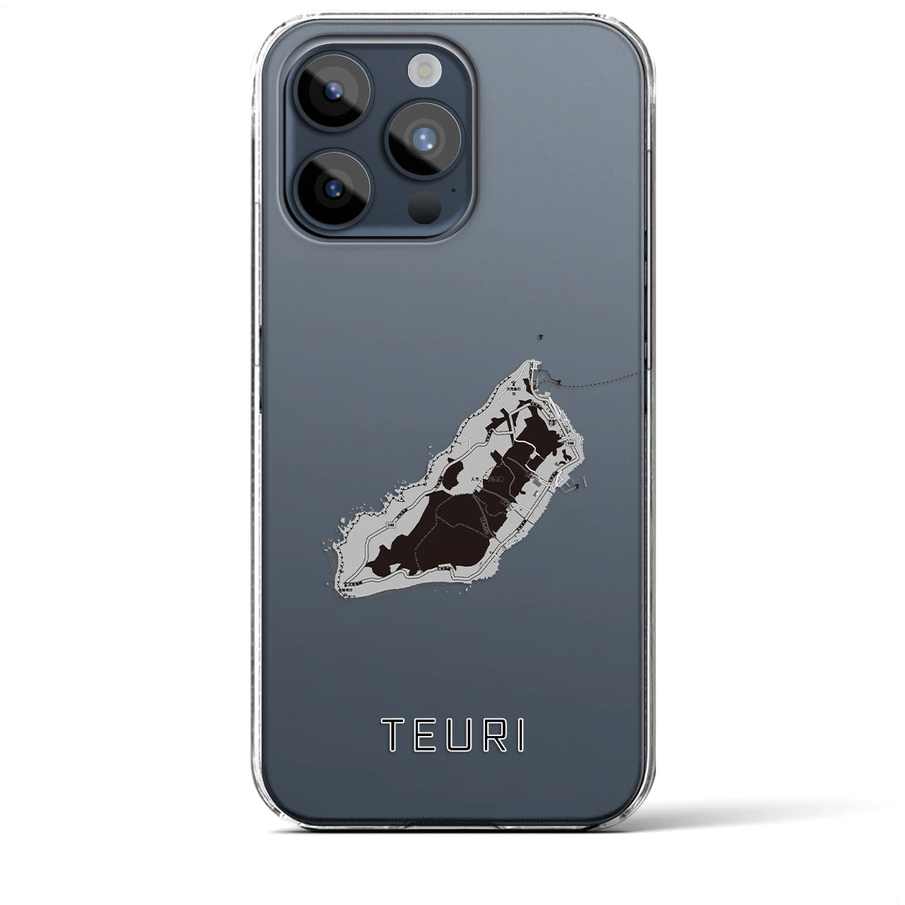 【天売(北海道)】地図柄iPhoneケース(クリアタイプ)モノトーン・iPhone 15 Pro Max 用