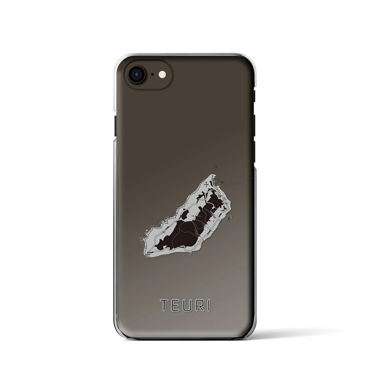【天売(北海道)】地図柄iPhoneケース(クリアタイプ)モノトーン・iPhone SE(第3 / 第2世代) / 8 / 7 / 6s / 6 用
