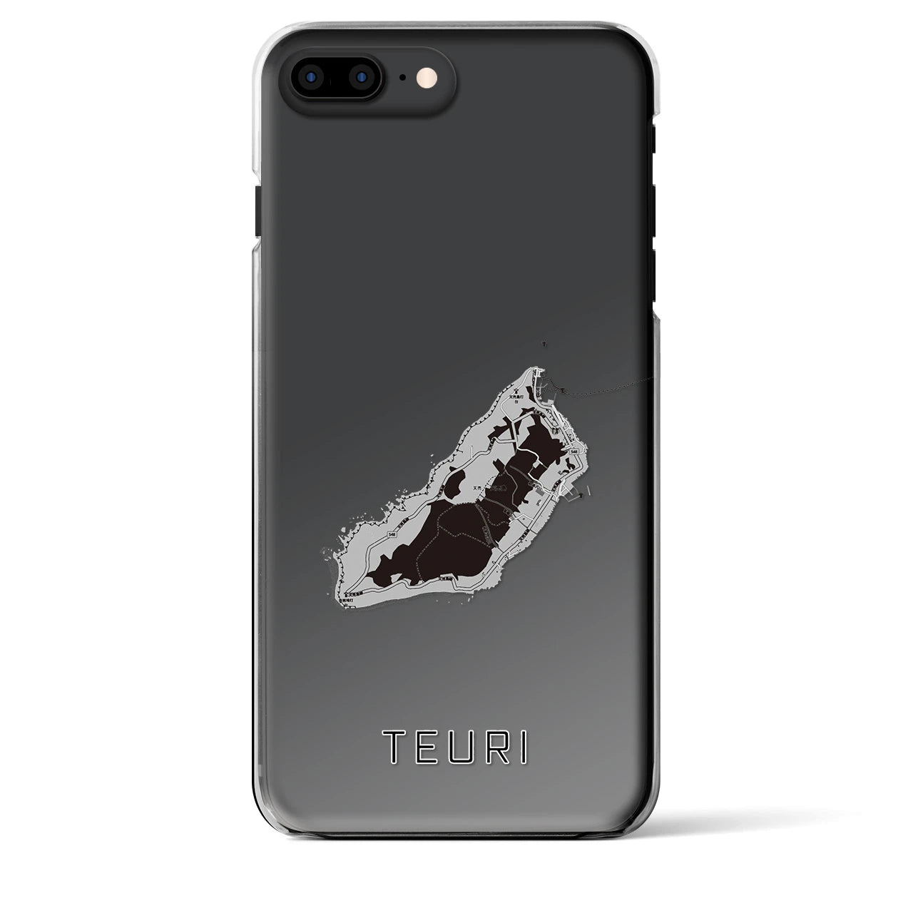 【天売(北海道)】地図柄iPhoneケース(クリアタイプ)モノトーン・iPhone 8Plus /7Plus / 6sPlus / 6Plus 用