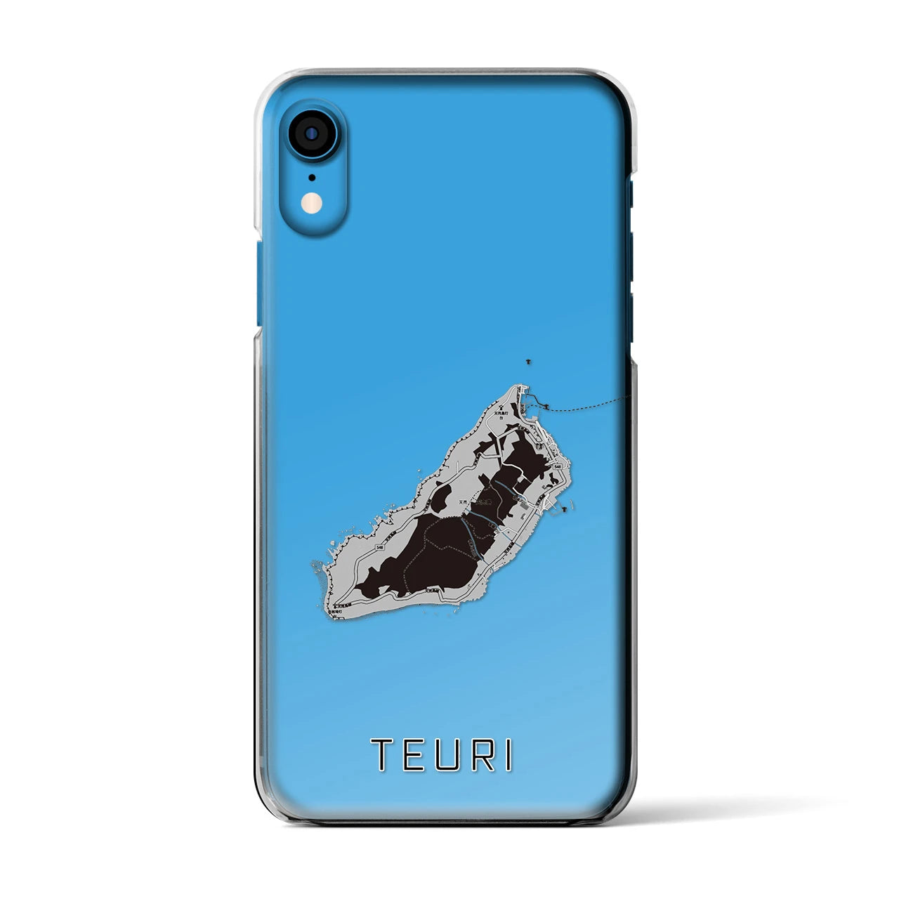 【天売(北海道)】地図柄iPhoneケース(クリアタイプ)モノトーン・iPhone XR 用