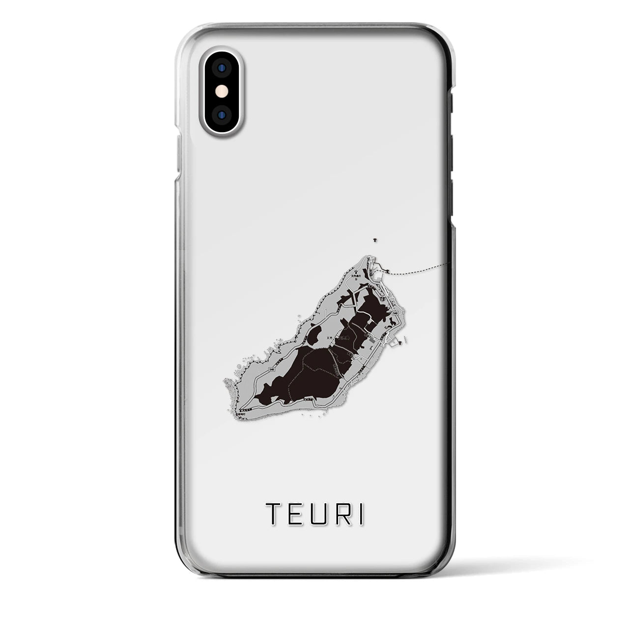 【天売(北海道)】地図柄iPhoneケース(クリアタイプ)モノトーン・iPhone XS Max 用