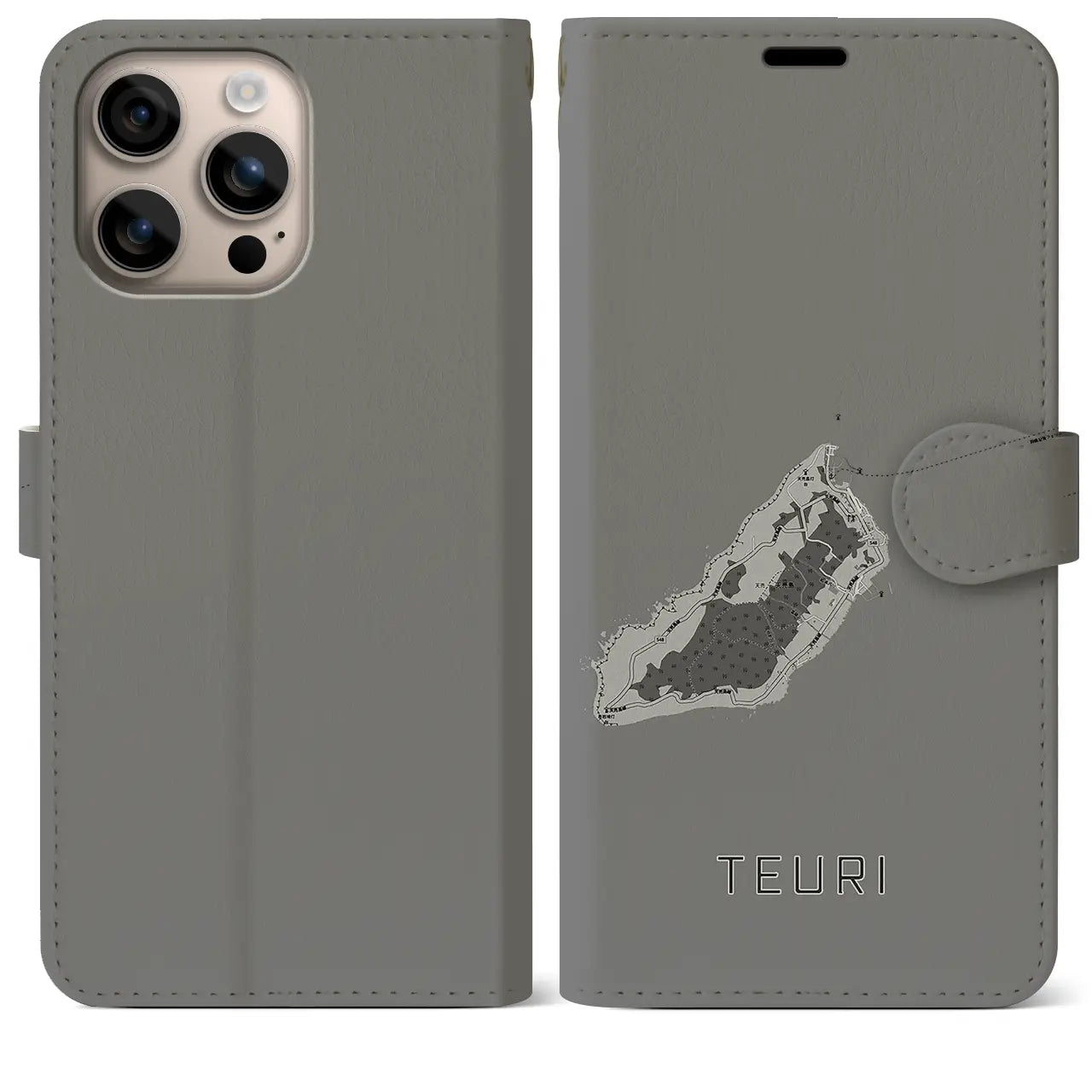 【天売(北海道)】地図柄iPhoneケース(手帳タイプ)モノトーン・iPhone 16 Plus 用