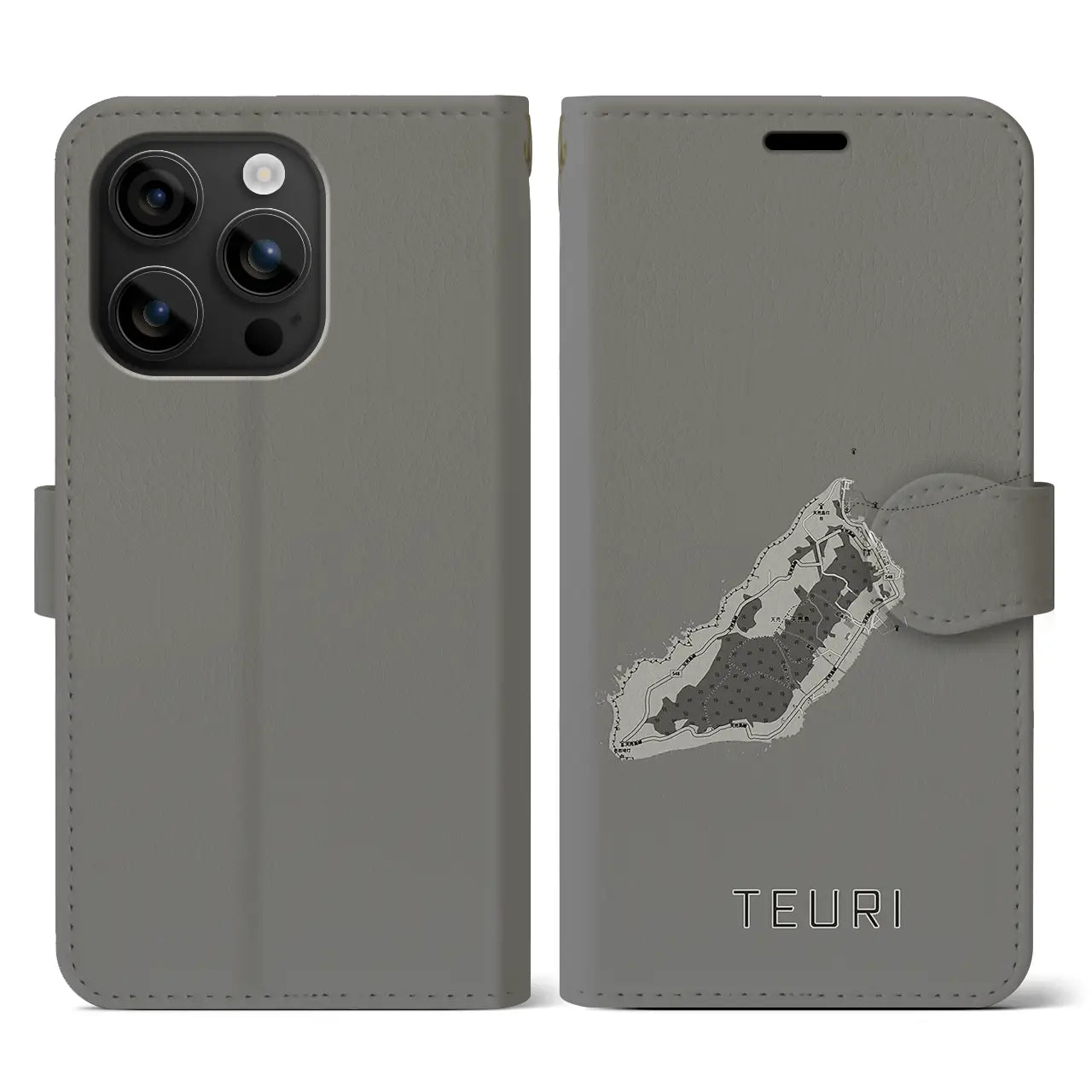 【天売(北海道)】地図柄iPhoneケース(手帳タイプ)モノトーン・iPhone 16 用