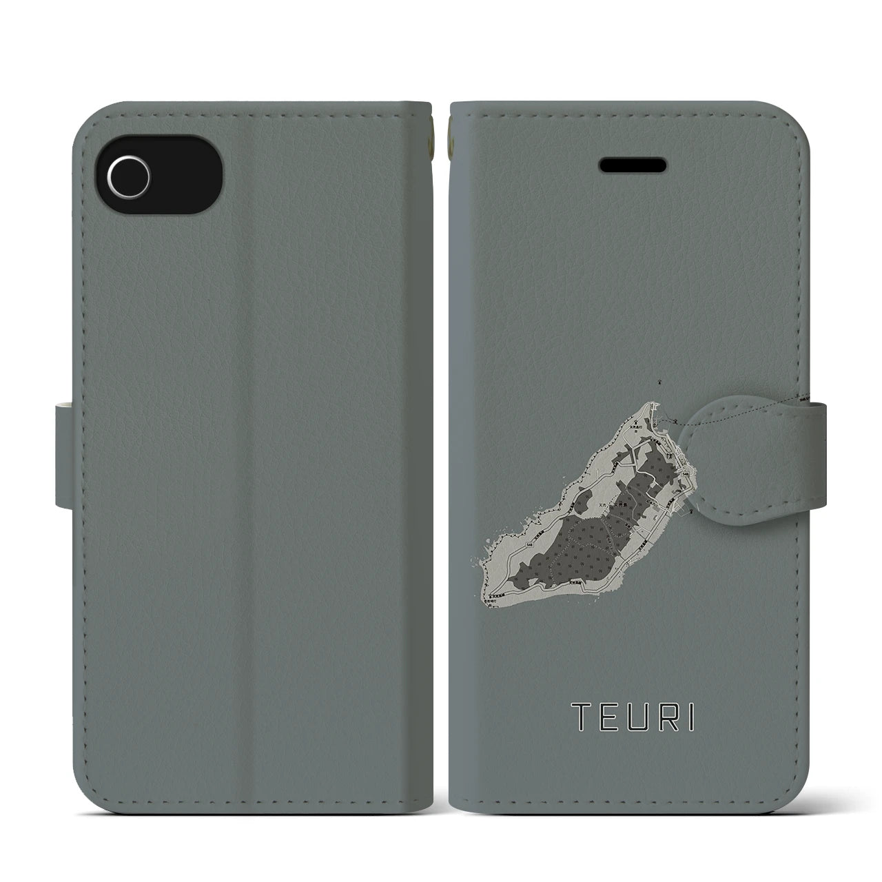 【天売(北海道)】地図柄iPhoneケース(手帳タイプ)モノトーン・iPhone SE(第3 / 第2世代) / 8 / 7 / 6s / 6 用