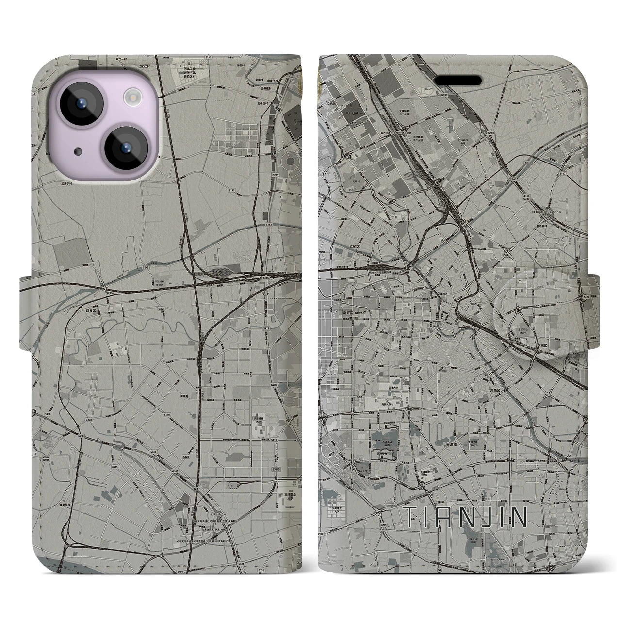 【天津(中華人民共和国)】地図柄iPhoneケース(手帳タイプ)