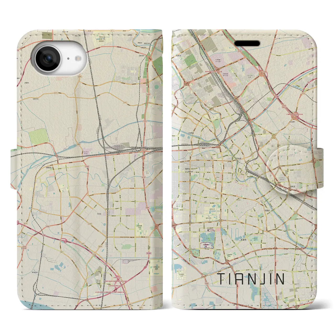 【天津(中華人民共和国)】地図柄iPhoneケース(手帳タイプ)