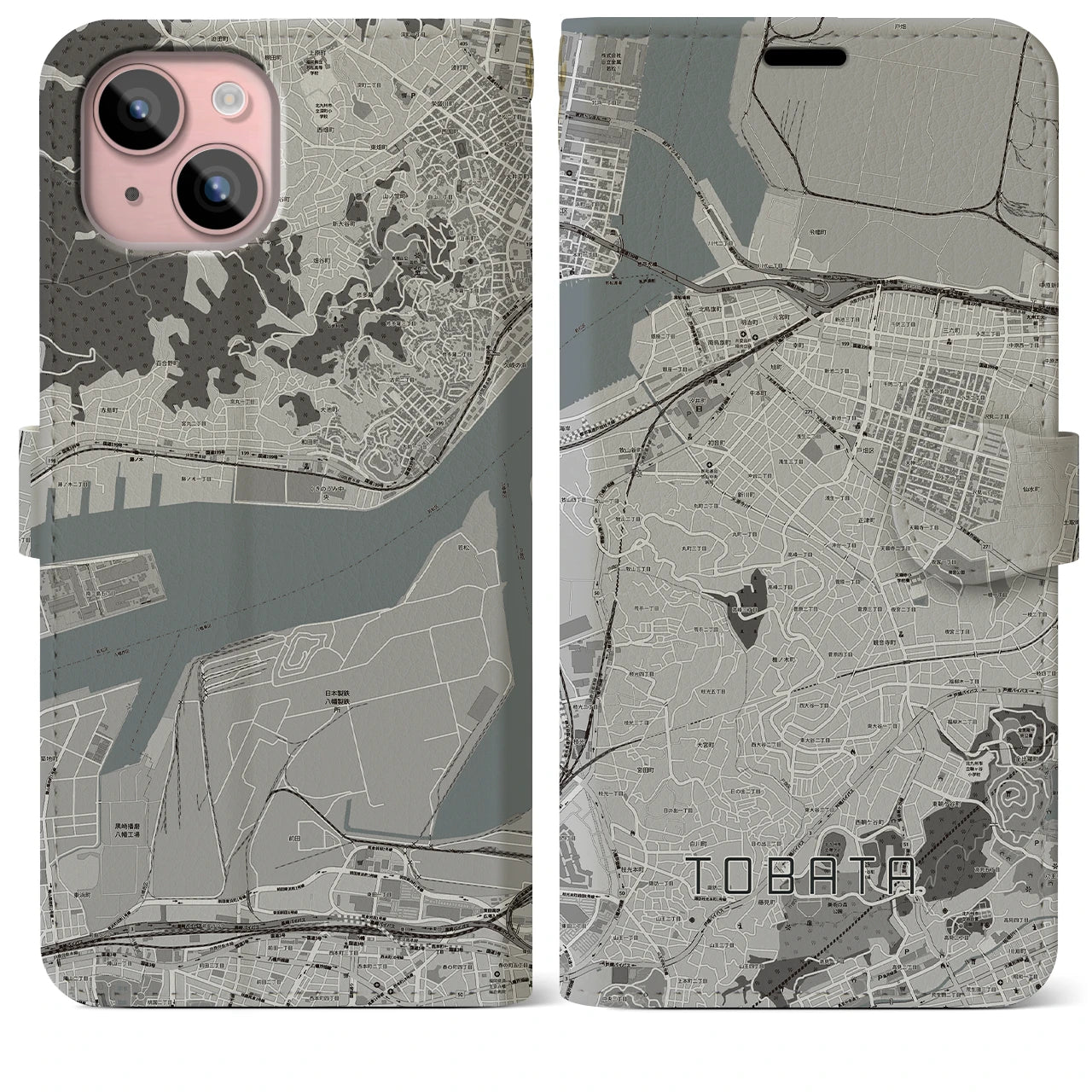 【戸畑(福岡県)】地図柄iPhoneケース(手帳タイプ)