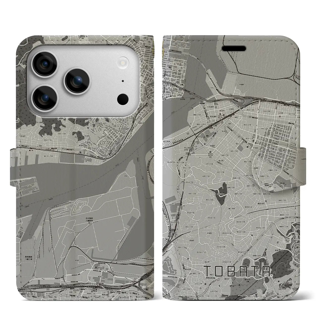 【戸畑(福岡県)】地図柄iPhoneケース(手帳タイプ)