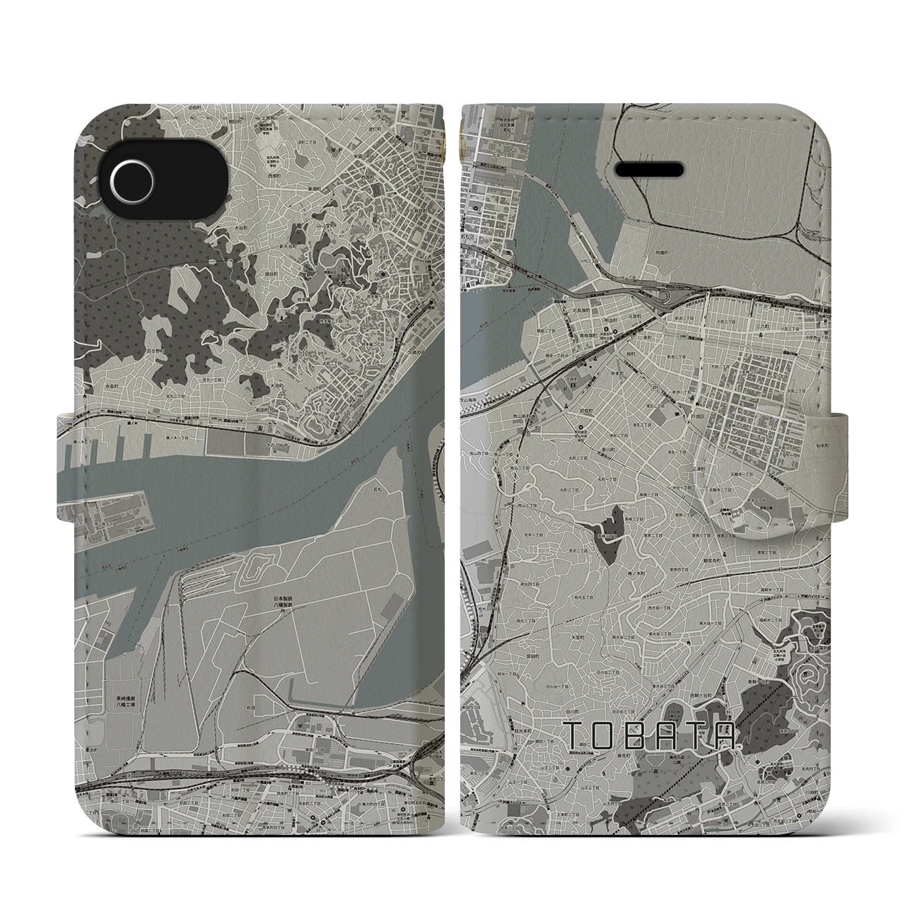 【戸畑(福岡県)】地図柄iPhoneケース(手帳タイプ)