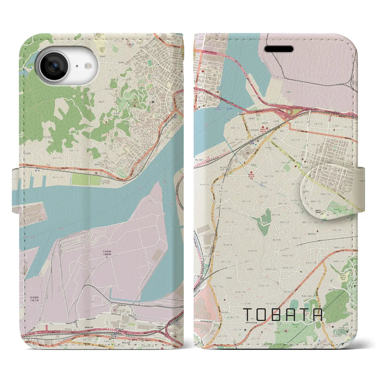 【戸畑(福岡県)】地図柄iPhoneケース(手帳タイプ)