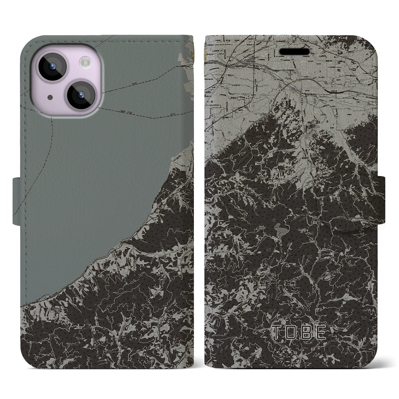 【砥部(愛媛県)】地図柄iPhoneケース(手帳タイプ)