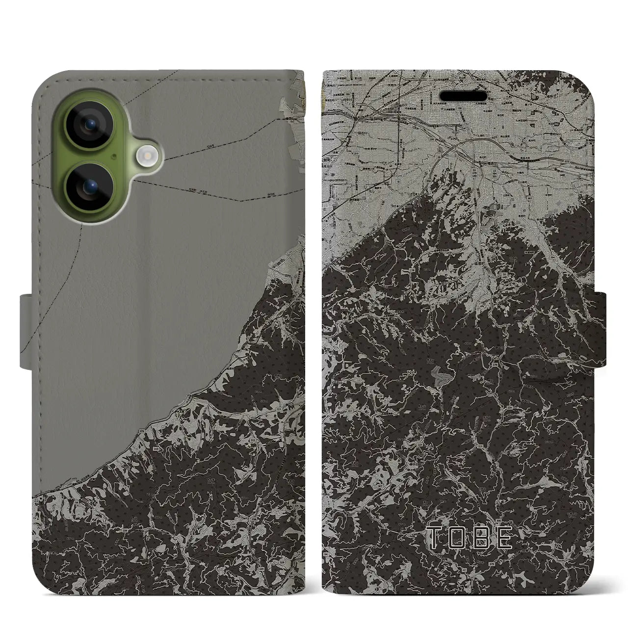 【砥部(愛媛県)】地図柄iPhoneケース(手帳タイプ)