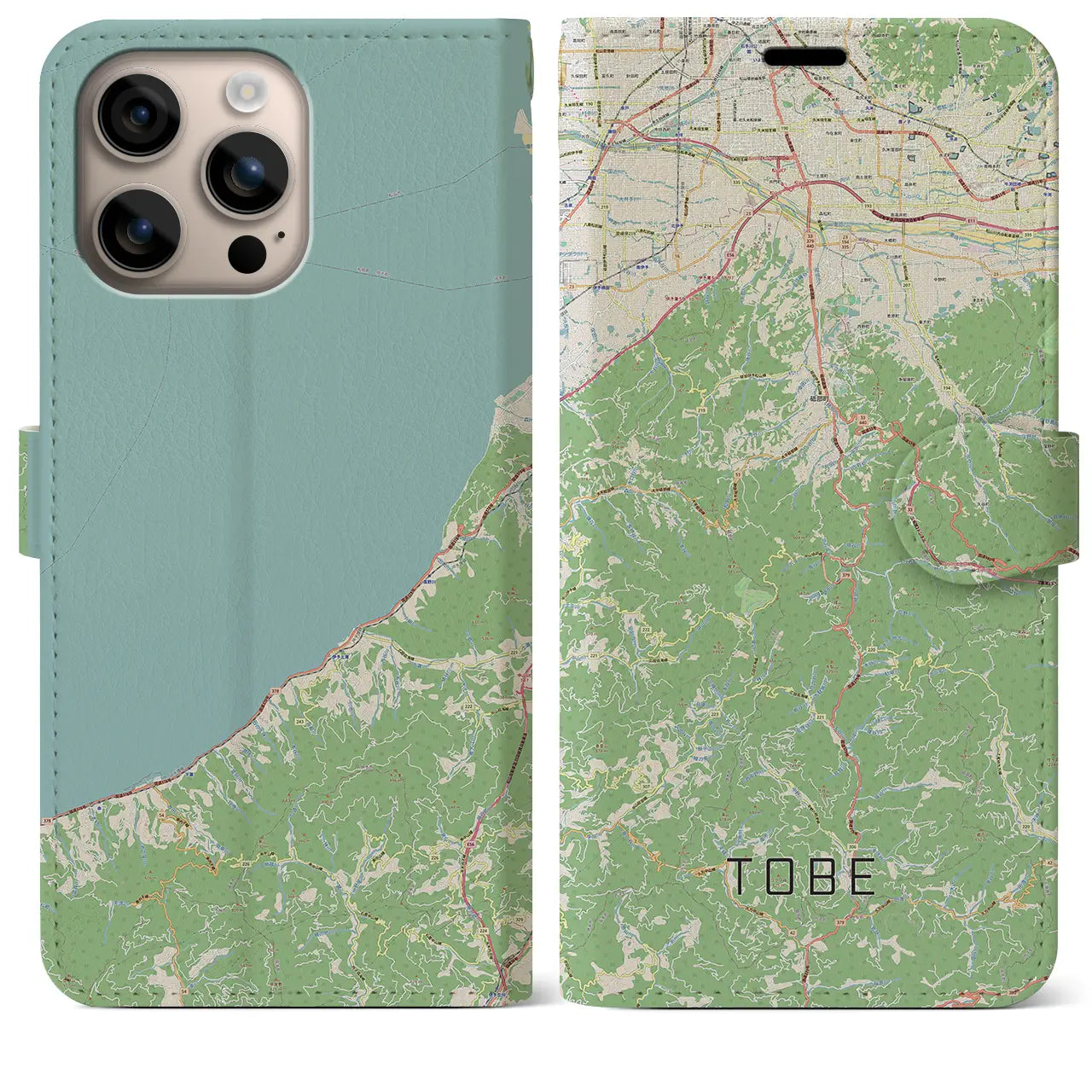 【砥部(愛媛県)】地図柄iPhoneケース(手帳タイプ)ナチュラル・iPhone 16 Plus 用