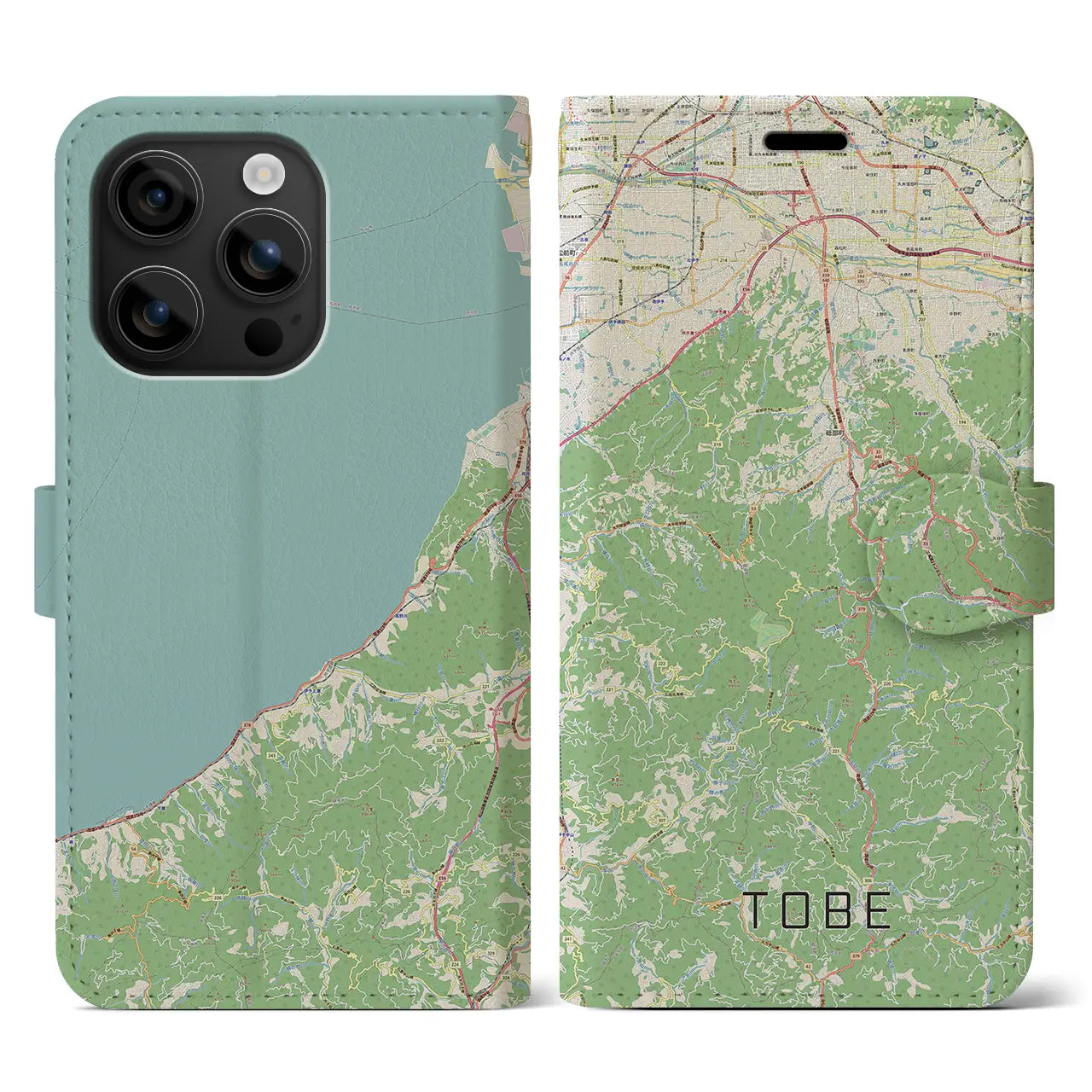 【砥部(愛媛県)】地図柄iPhoneケース(手帳タイプ)ナチュラル・iPhone 16 用