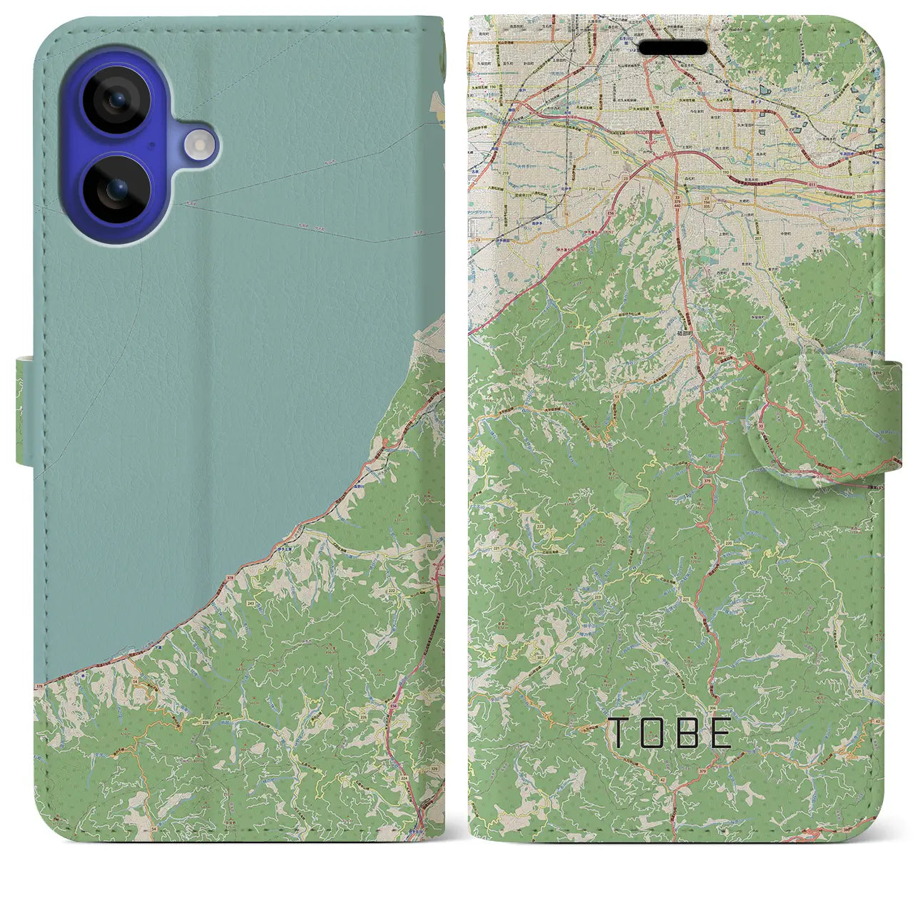 【砥部(愛媛県)】地図柄iPhoneケース(手帳タイプ)