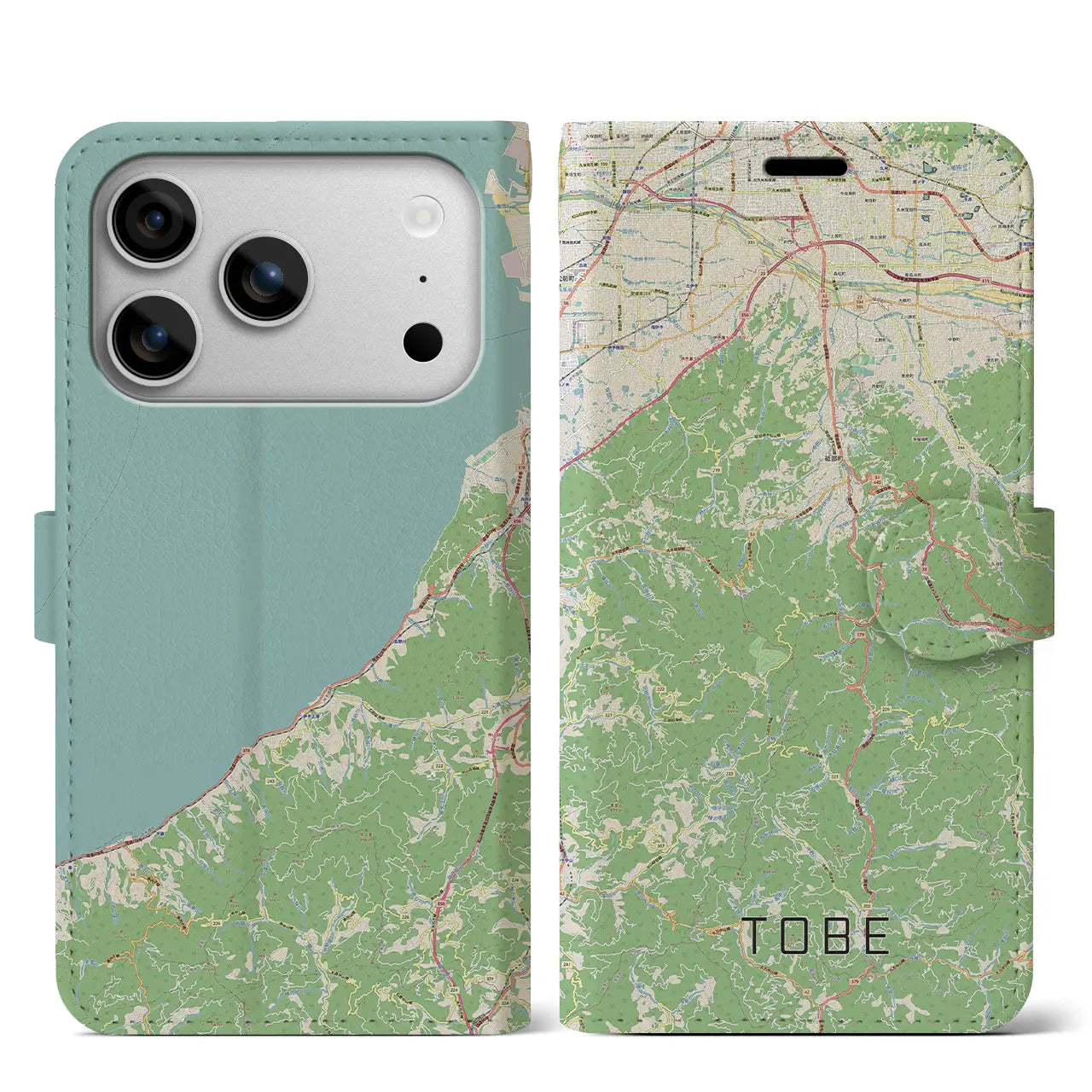 【砥部(愛媛県)】地図柄iPhoneケース(手帳タイプ)ナチュラル・iPhone 17 Pro Max 用