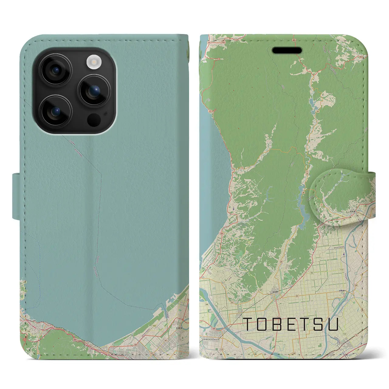 【当別(北海道)】地図柄iPhoneケース(手帳タイプ)ナチュラル・iPhone 16 用