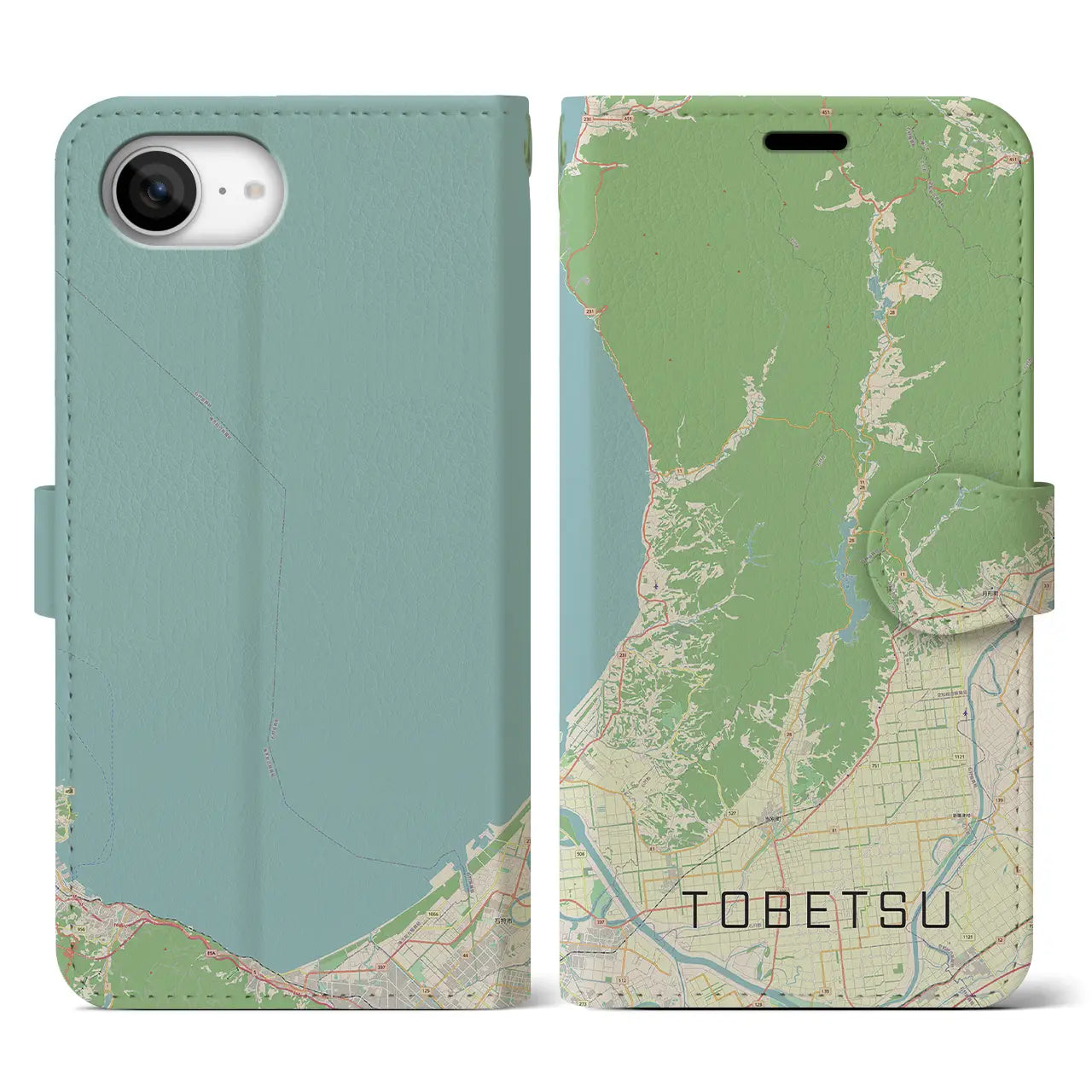 【当別(北海道)】地図柄iPhoneケース(手帳タイプ)