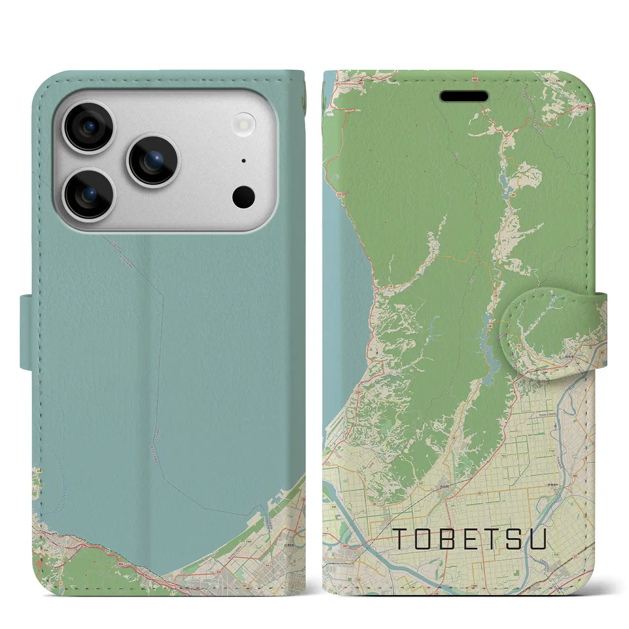 【当別(北海道)】地図柄iPhoneケース(手帳タイプ)モノトーン・iPhone 17 Pro Max 用