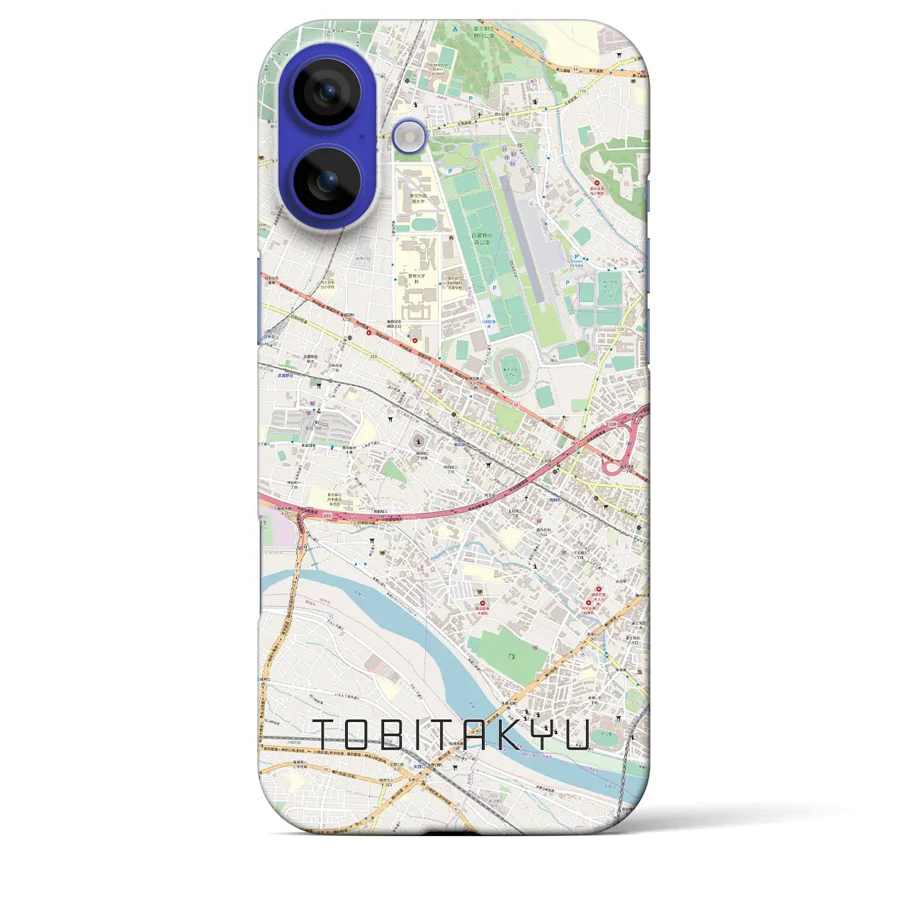 【飛田給(東京都)】地図柄iPhoneケース(バックカバータイプ)ブラック・iPhone 16 Pro Max 用