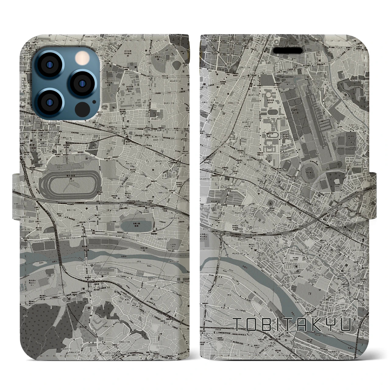 【飛田給(東京都)】地図柄iPhoneケース(手帳タイプ)