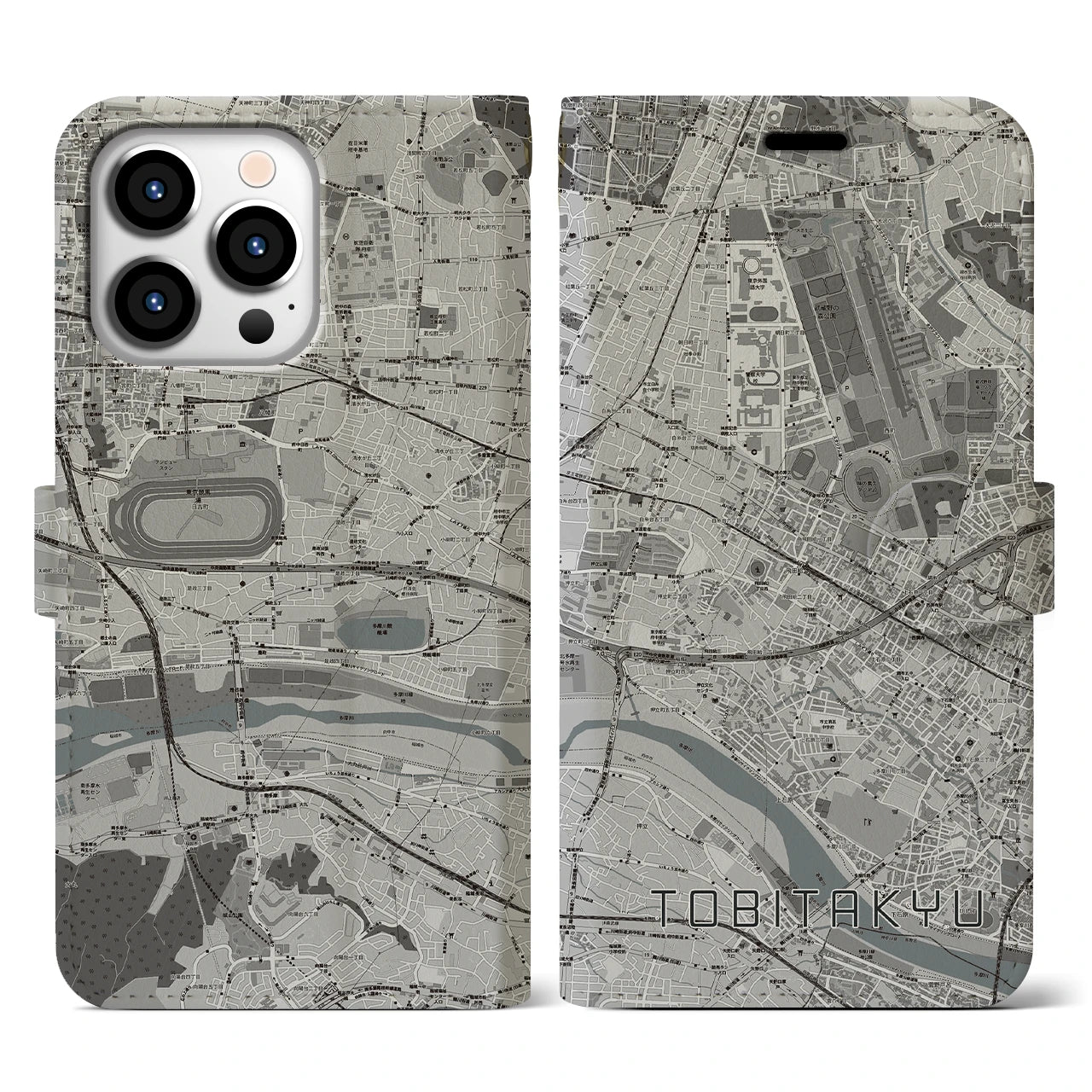 【飛田給(東京都)】地図柄iPhoneケース(手帳タイプ)