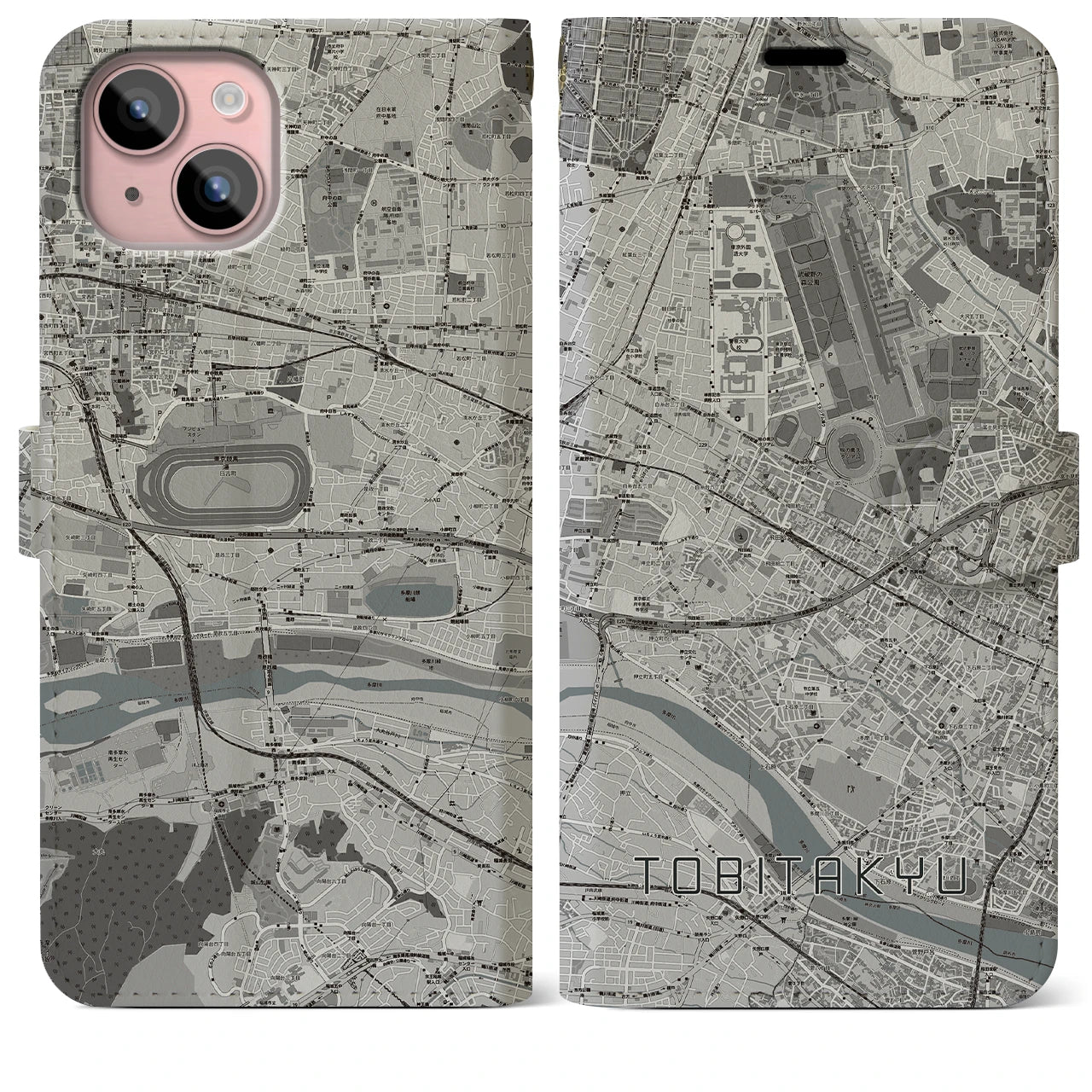 【飛田給(東京都)】地図柄iPhoneケース(手帳タイプ)