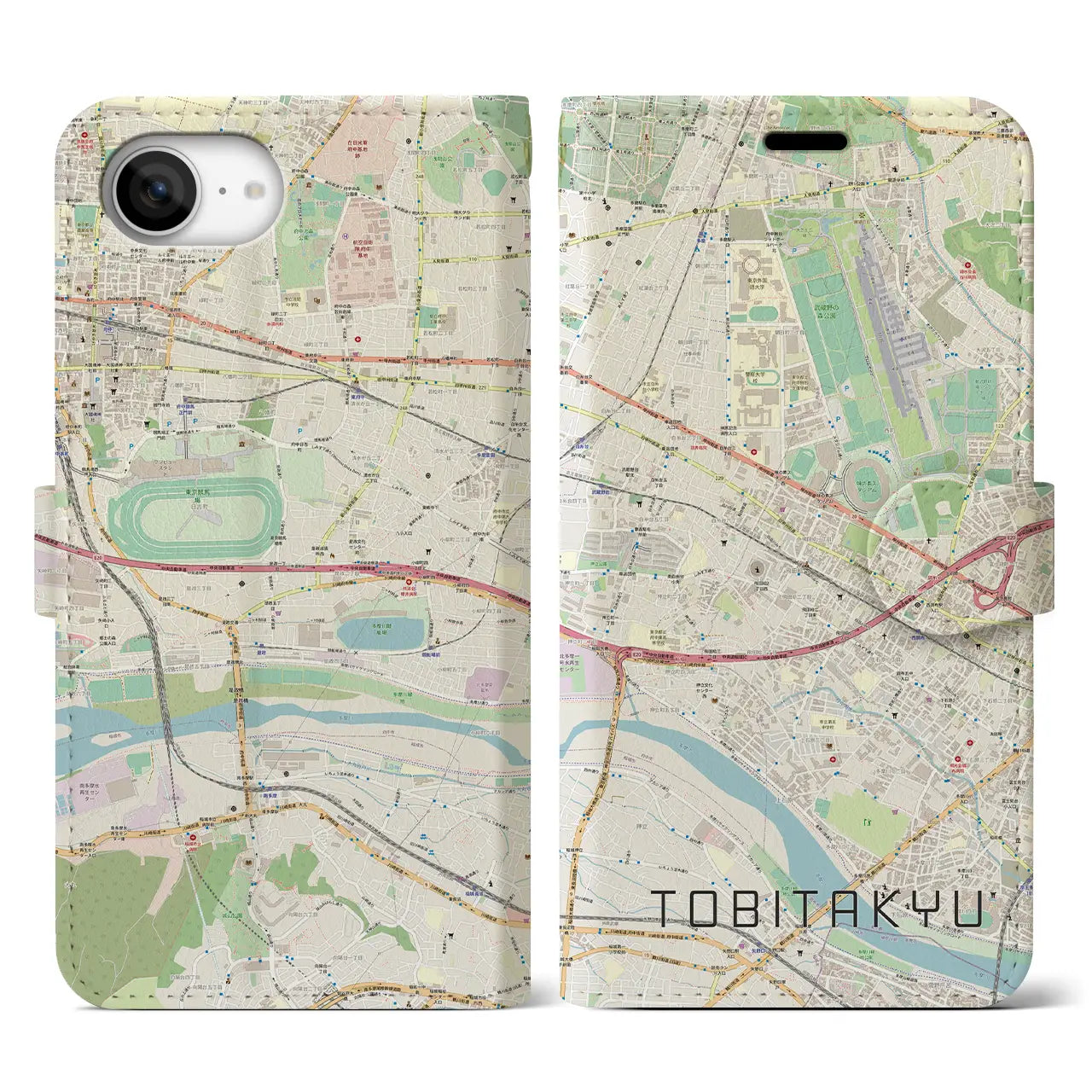 【飛田給(東京都)】地図柄iPhoneケース(手帳タイプ)