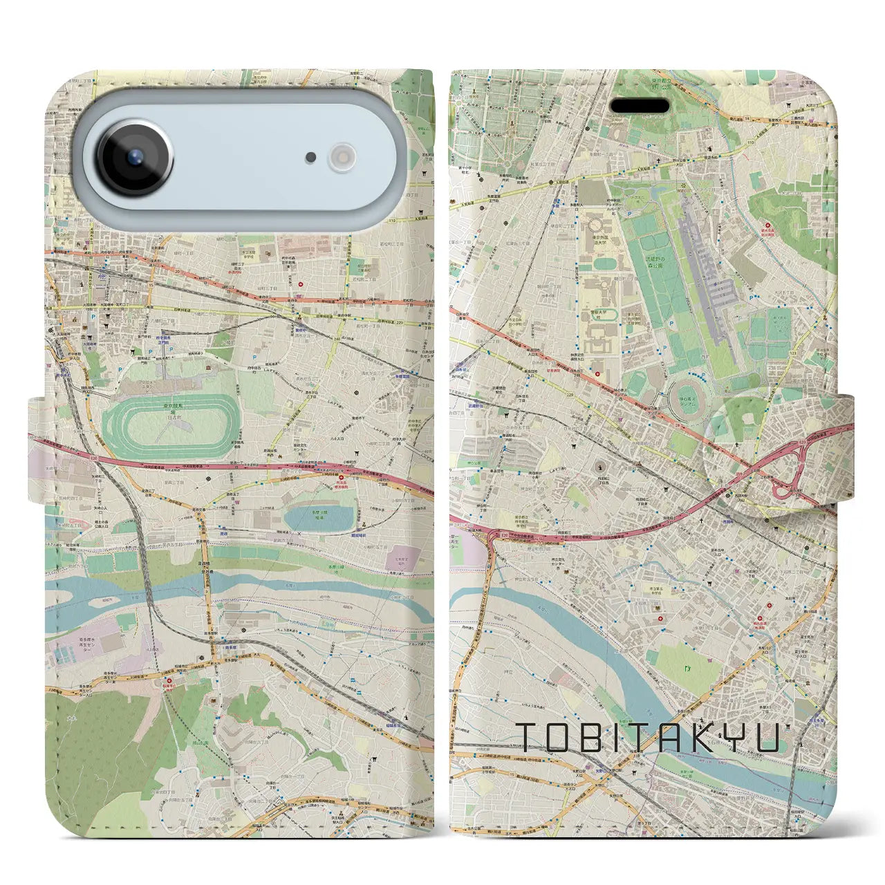 【飛田給(東京都)】地図柄iPhoneケース(手帳タイプ)