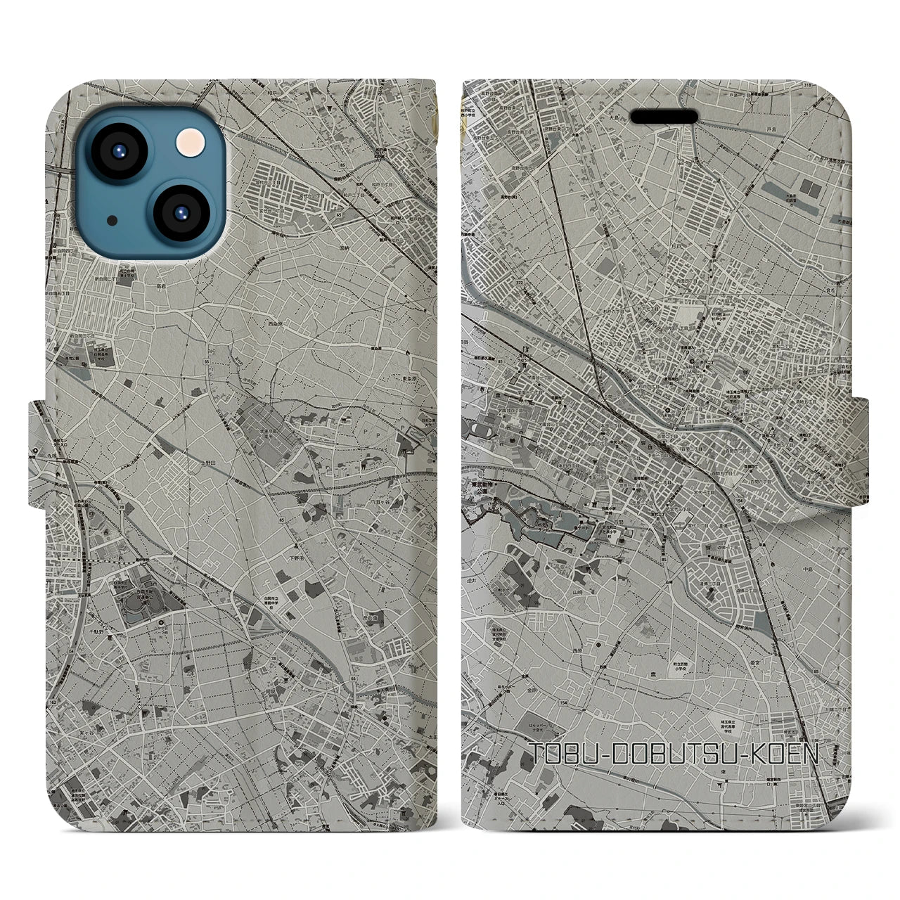 【東武動物公園(埼玉県)】地図柄iPhoneケース(手帳タイプ)